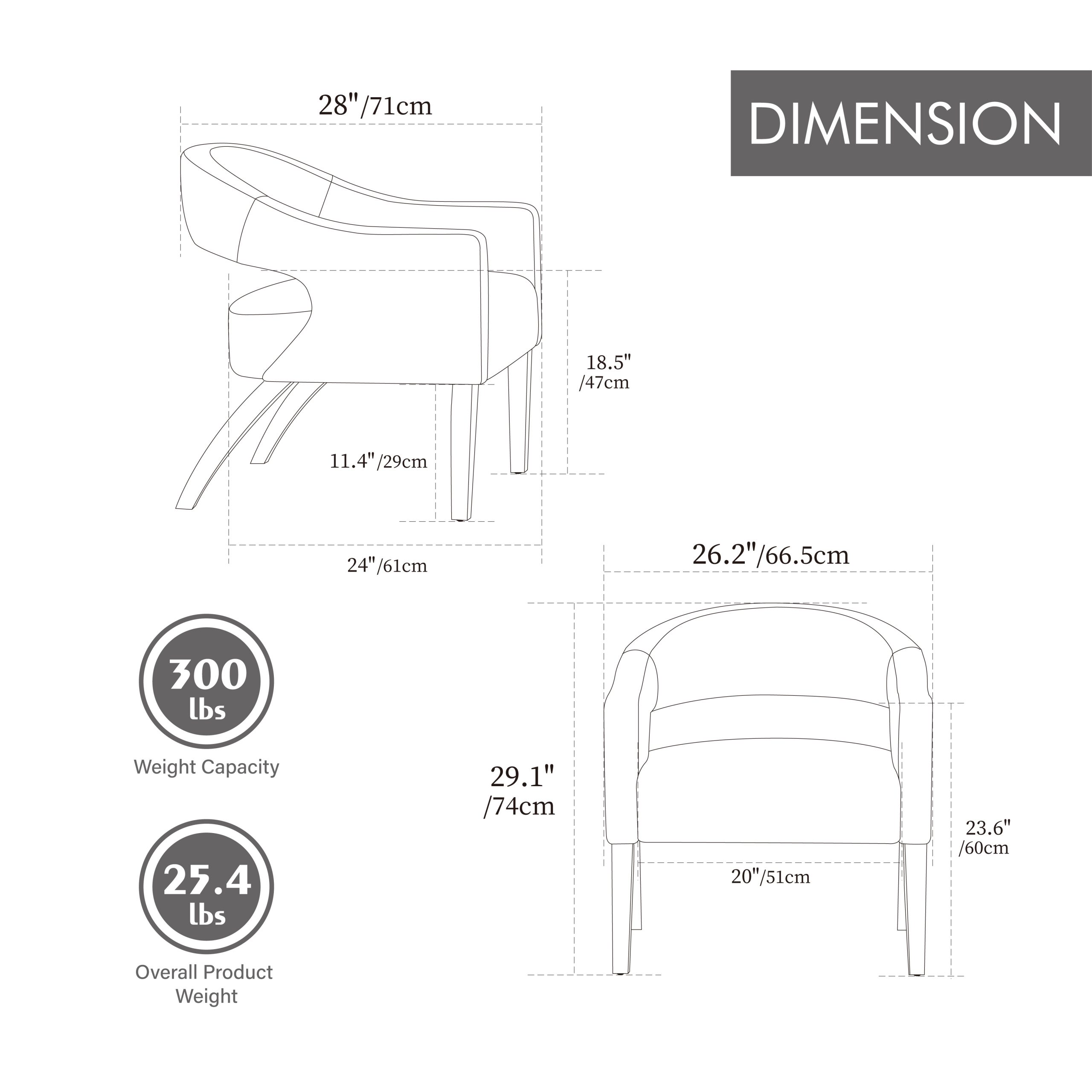 Modern Upholstered PU Open Back Accent Armchair Barrel Dining Chair with Weathered Rubberwood Legs, Hollow-Out Side Club Chair for Living Room Bedroom Restaurant Cafes Dining Room Reception,Brown - Image 4