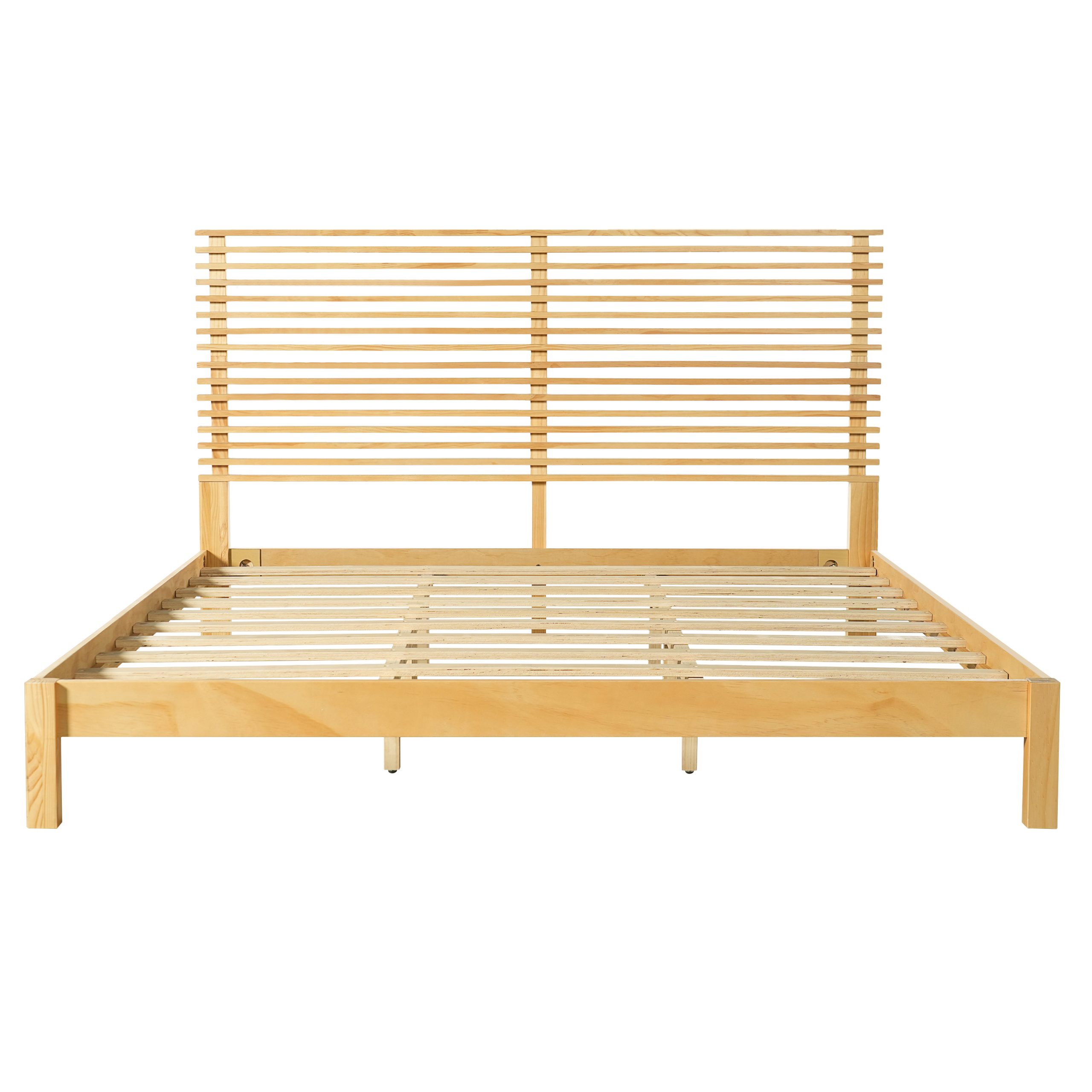 Premium Solid Wood King Size Bed Frame with Headboard,Natural Finish, 600lbs Capacity, for Modern Bedroom,No Box Spring Needed, Fits All Mattresses - Image 5