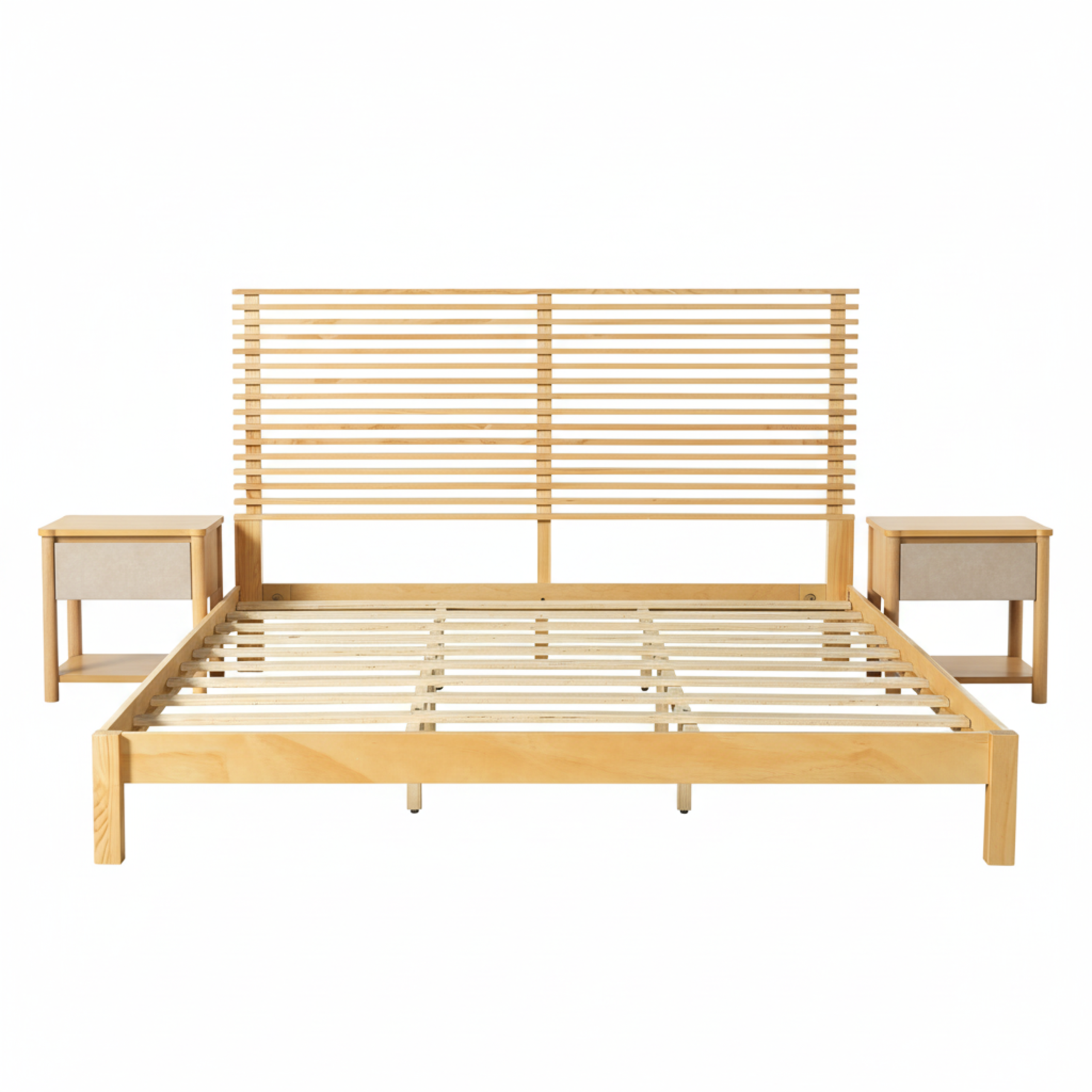 Premium Solid Wood King Size Bed Frame with Headboard,Natural Finish, 600lbs Capacity, for Modern Bedroom,No Box Spring Needed, Fits All Mattresses - Image 6