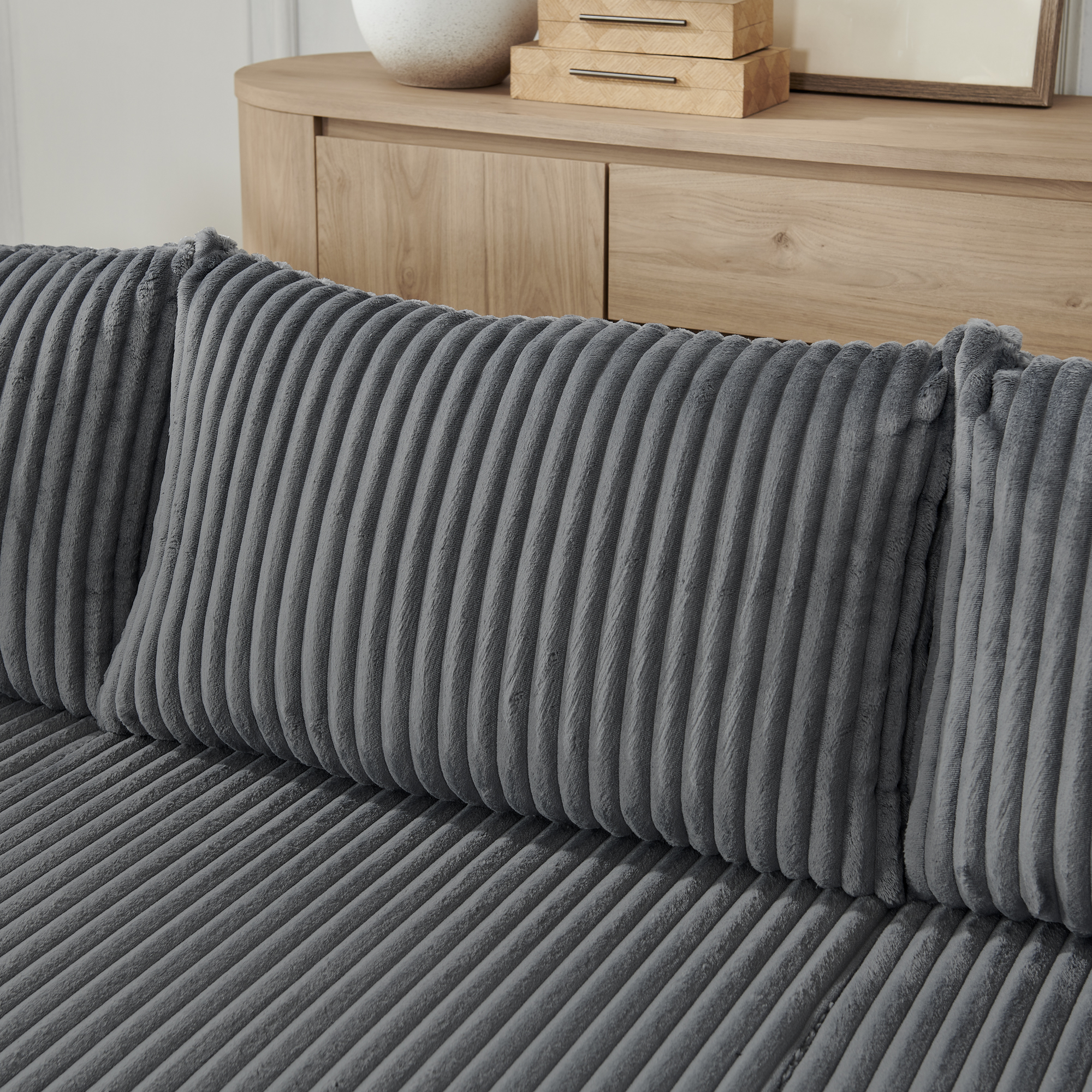 Compact modular sectional,Compressed Corduroy Sofa with Modern Minimalist Style, Ultra-Comfy Compression Modular Sofa with Space-Saving Efficient Design-Gray - Image 4