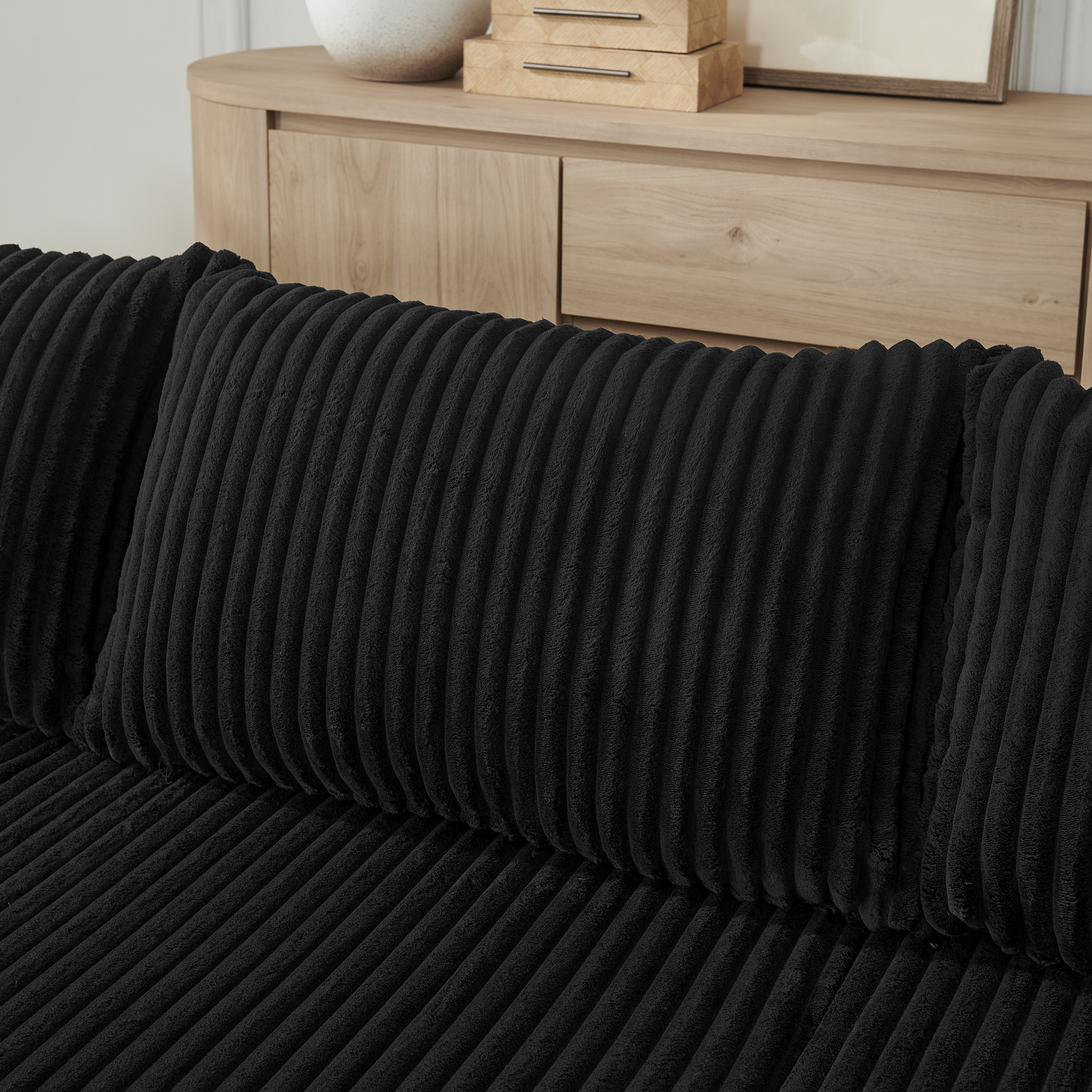 Compact modular sectional,Compressed Corduroy Sofa with Modern Minimalist Style, Ultra-Comfy Compression Modular Sofa with Space-Saving Efficient Design-Black - Image 4