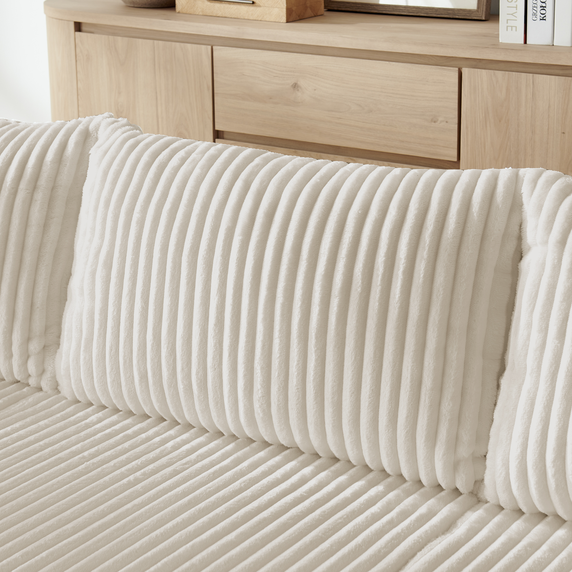 Compact modular sectional,Compressed Corduroy Sofa with Modern Minimalist Style, Ultra-Comfy Compression Modular Sofa with Space-Saving Efficient Design-Beige - Image 5