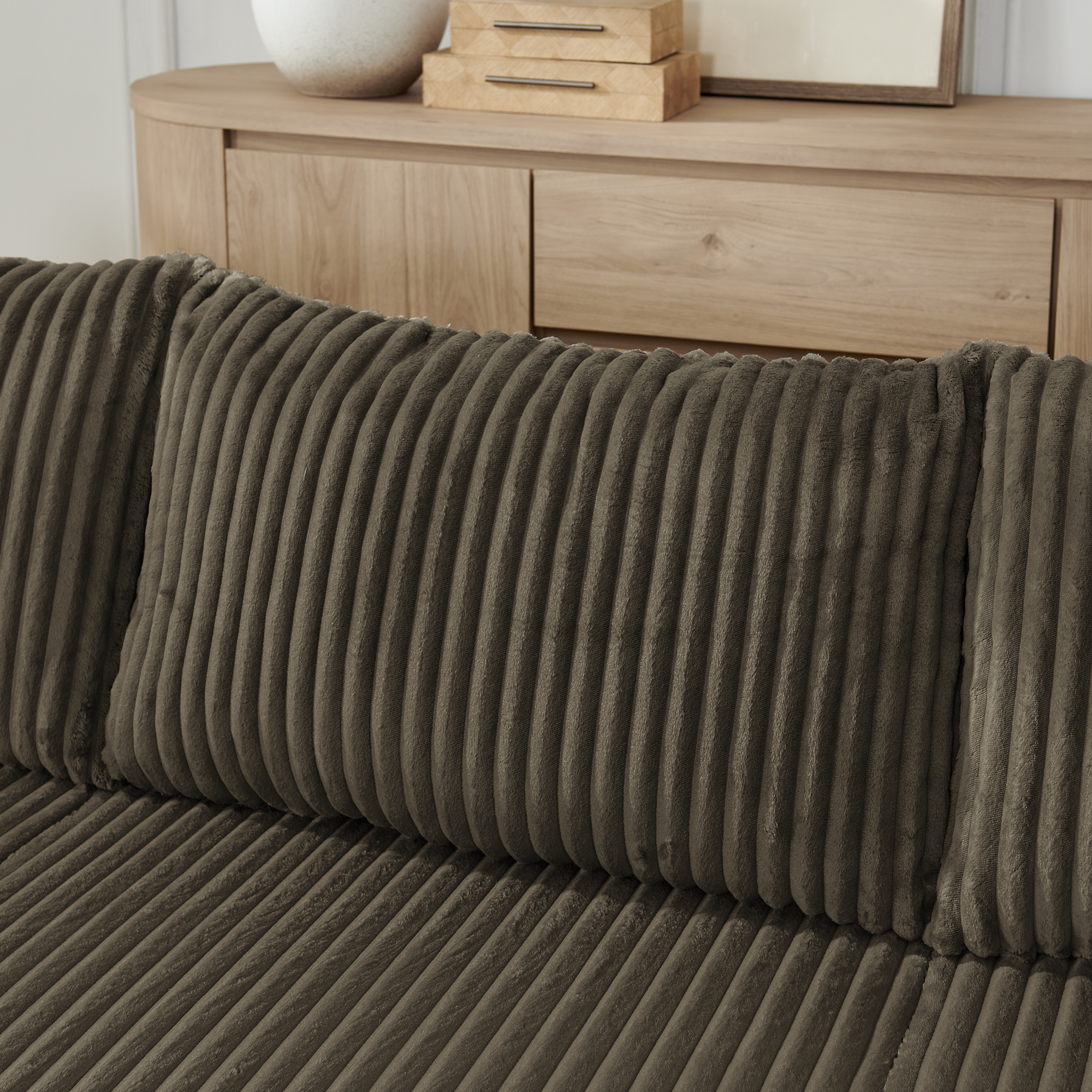 Compact modular sectional,Compressed Corduroy Sofa with Modern Minimalist Style, Ultra-Comfy Compression Modular Sofa with Space-Saving Efficient Design-Brown - Image 5