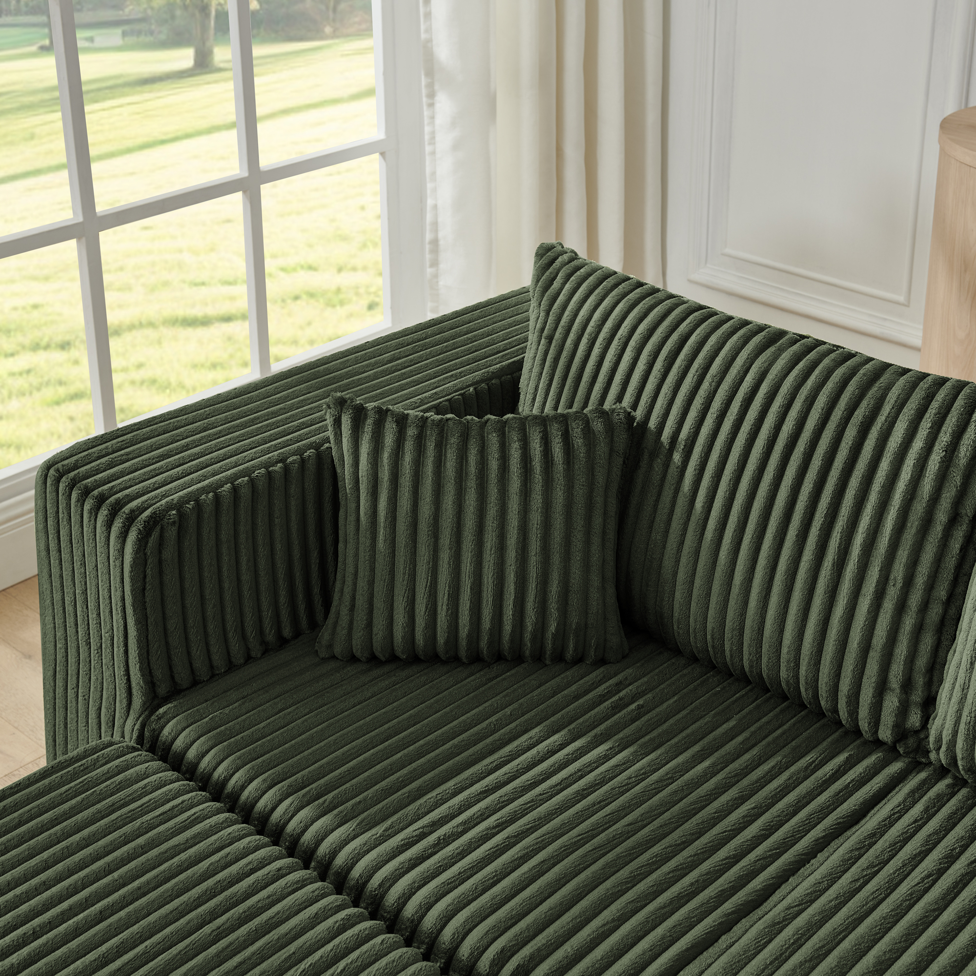 Compact modular sectional,Compressed Corduroy Sofa with Modern Minimalist Style, Ultra-Comfy Compression Modular Sofa with Space-Saving Efficient Design-Green - Image 5
