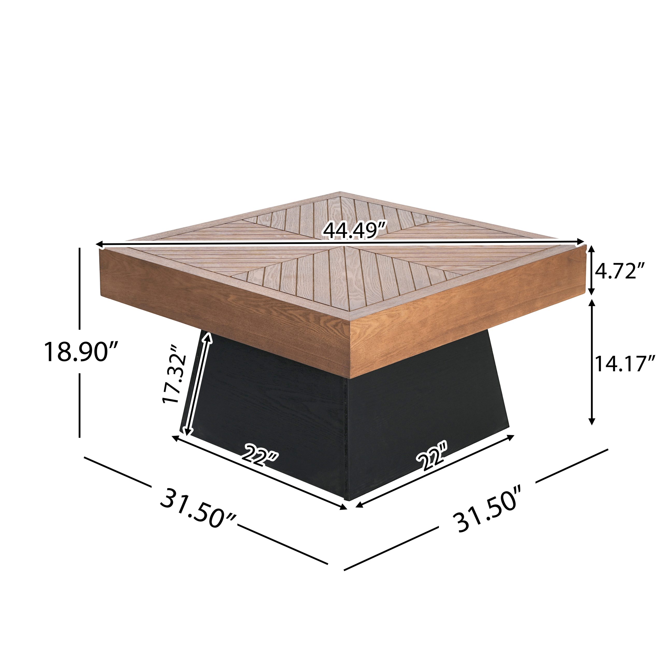Modern Square Coffee Table for Living Room 31.5 Inch, Brown Wood Grain Top & Black Base, Mid-Century Farmhouse Style Center Accent Table - Image 2