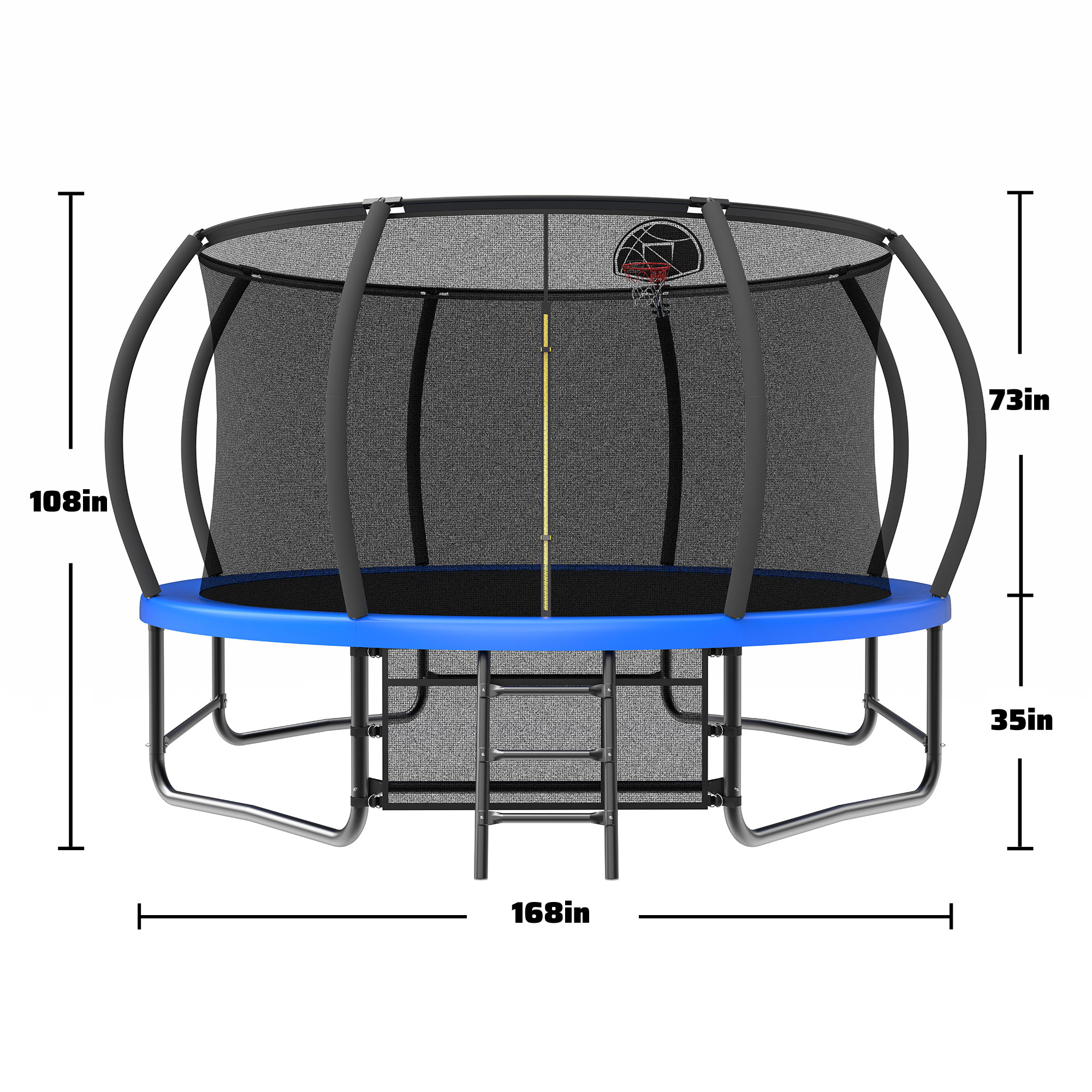 14FT Trampoline with Enclosure - Recreational Trampolines with Ladder and AntiRust Coating, ASTM Approval Outdoor Trampoline for Kids - Image 6