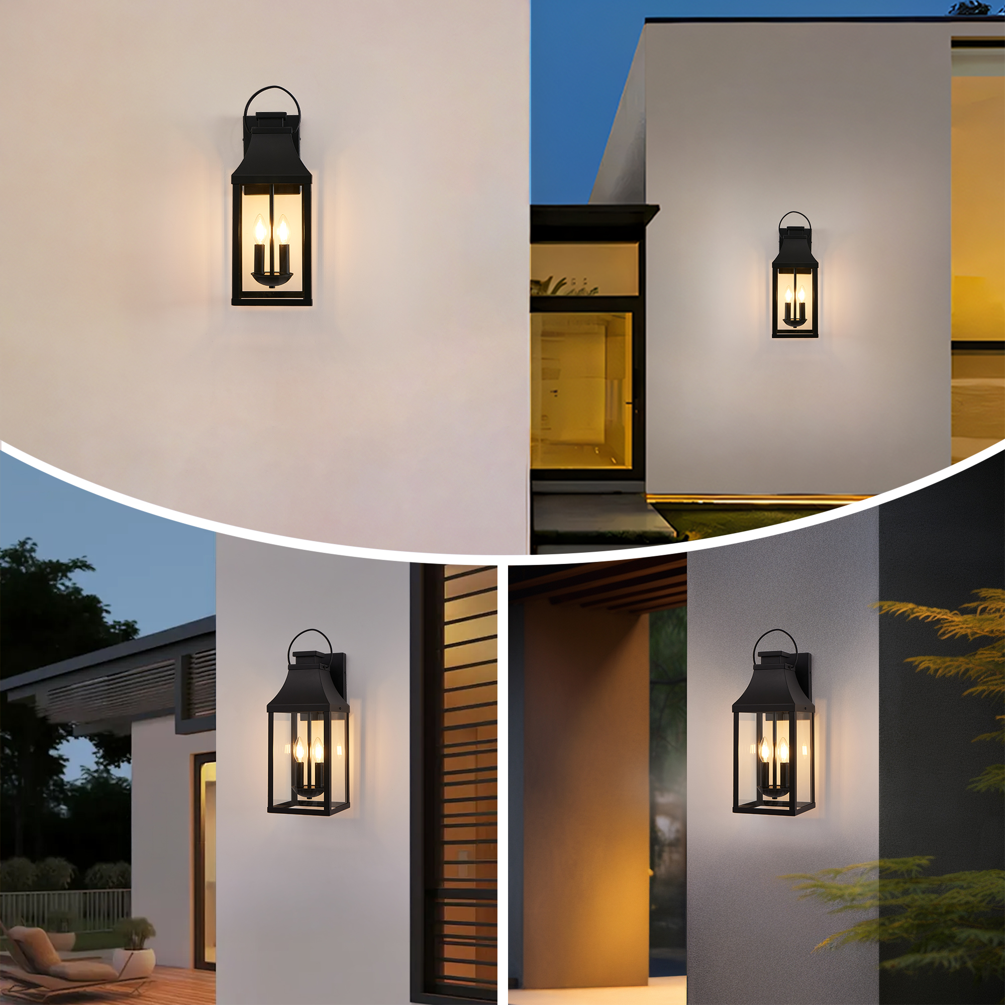 20'' Outdoor Wall Light, Porch Light Outdoor Wall Sconce Lantern, 2-Light Modern Black Exterior Lighting Fixture Wall Mount, Outside Light for House Garage, 1-Pack - Image 4