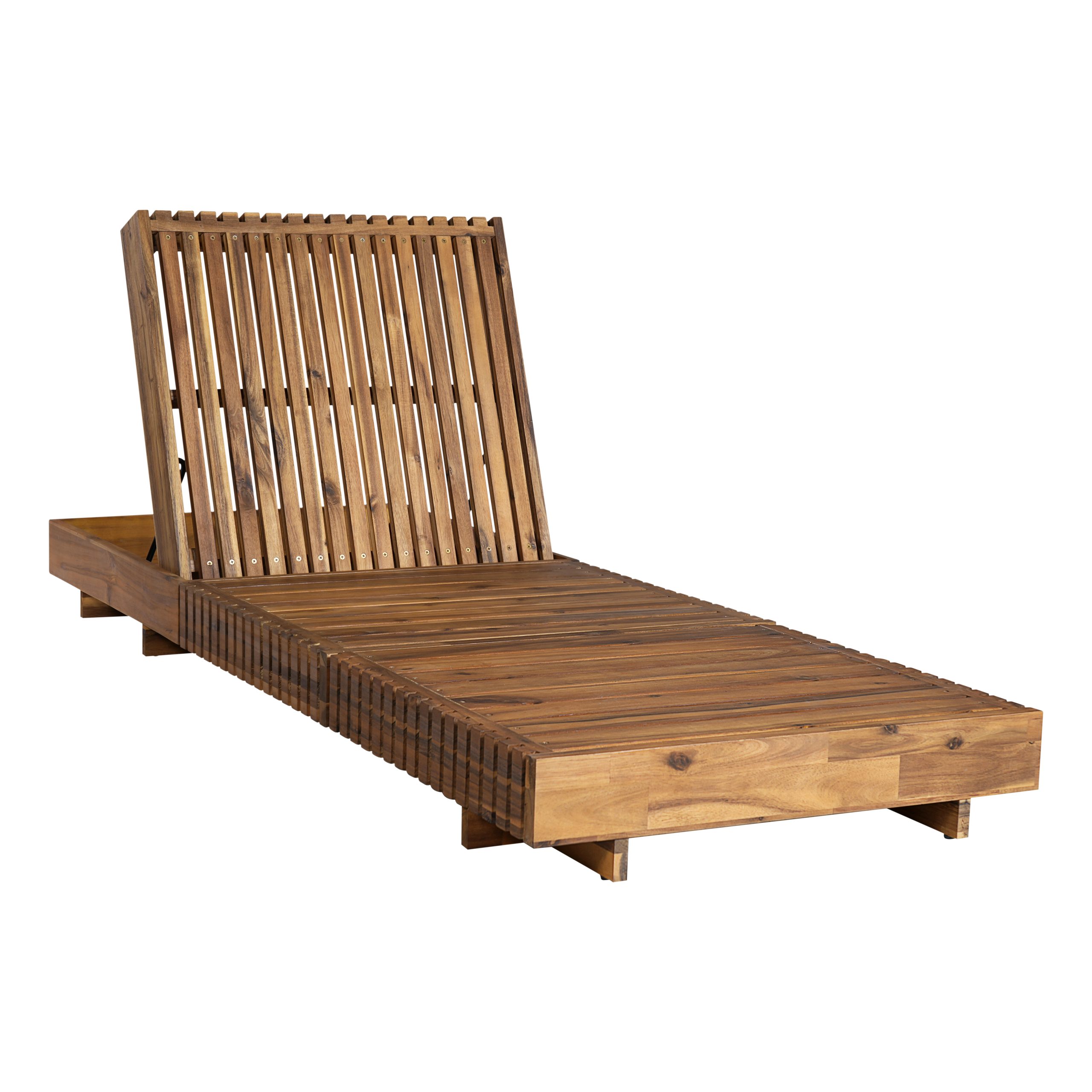 Outdoor Chaise Lounge Chair with 6-Position Adjustable Backrest,Acacia solid wood,TEAK COLOR (Only LOUGNE FRAME, Not include Cushion) - Image 6