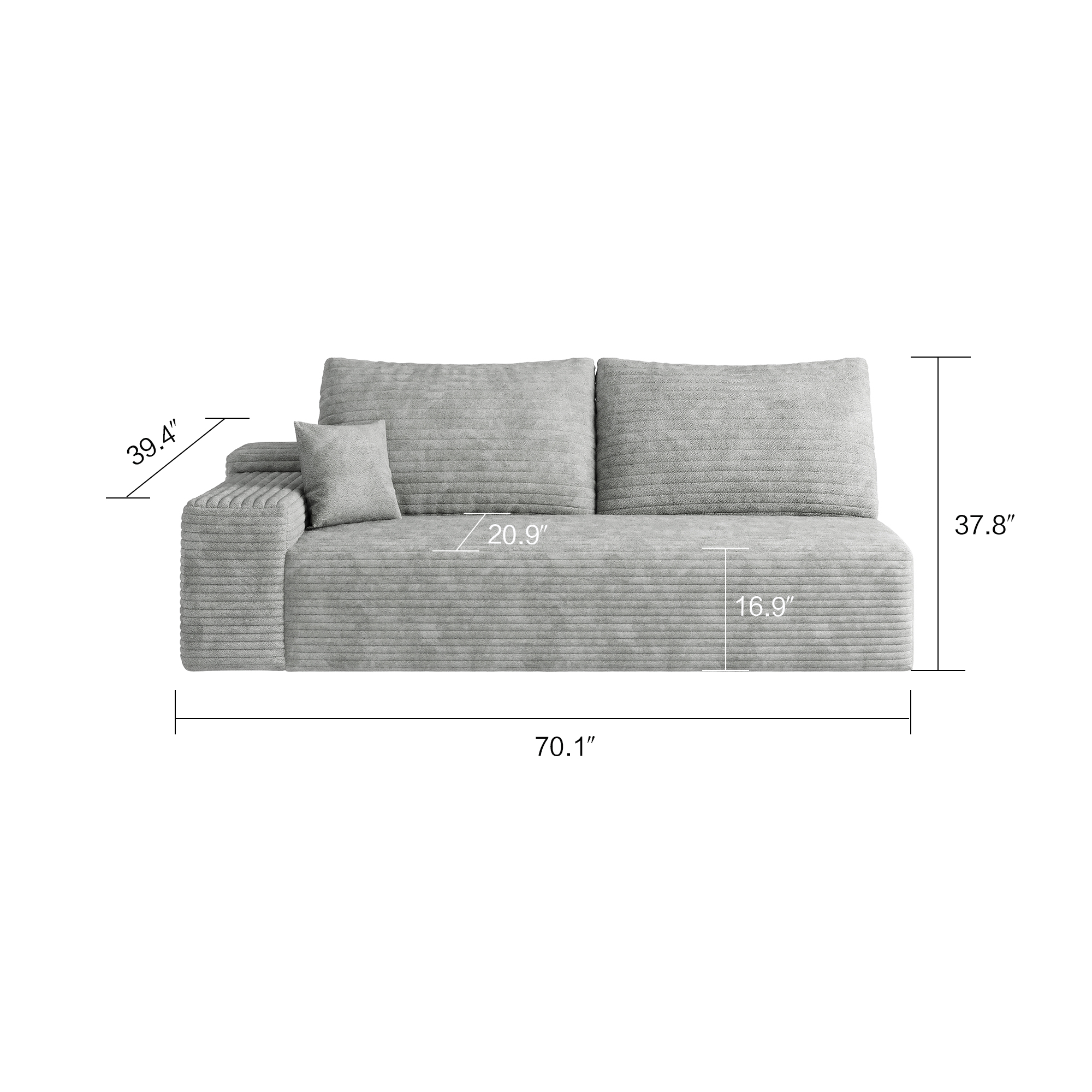 Y119-3R-GREY 3seater right grey - Image 4