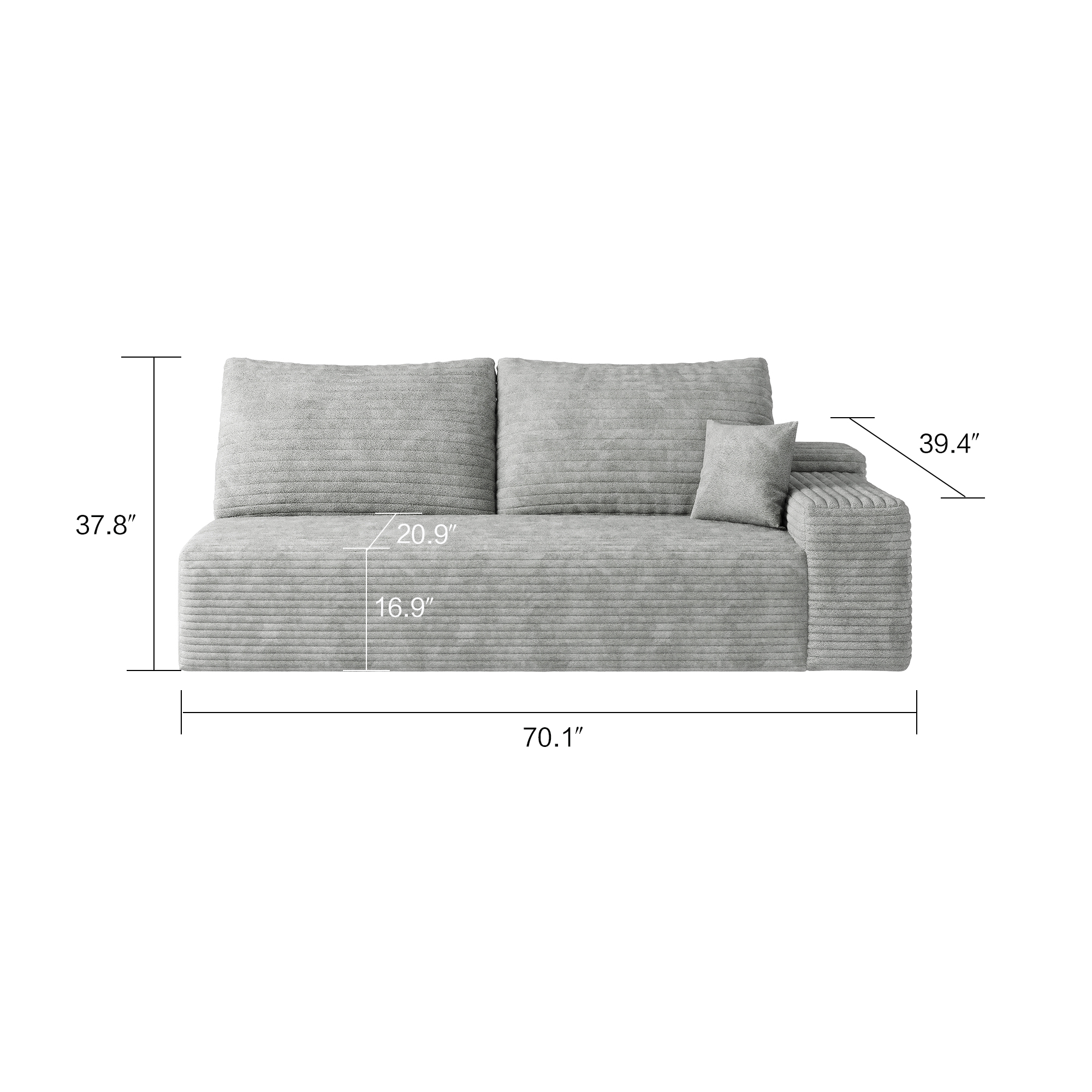 Y119-3L-GREY 3seater left - Image 4