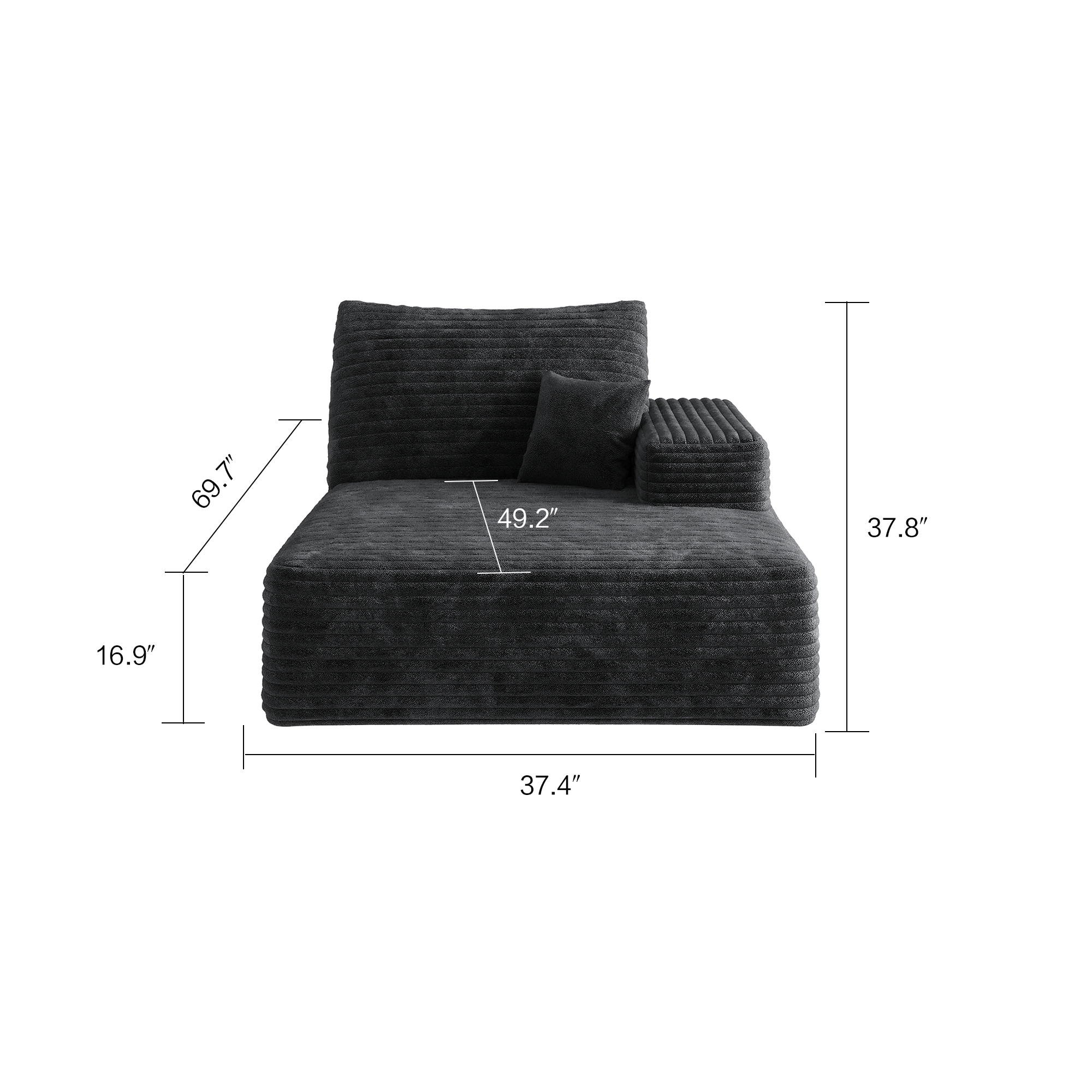 Y119-SOFA-LEFT-SLEEPER-BLACK - Image 4