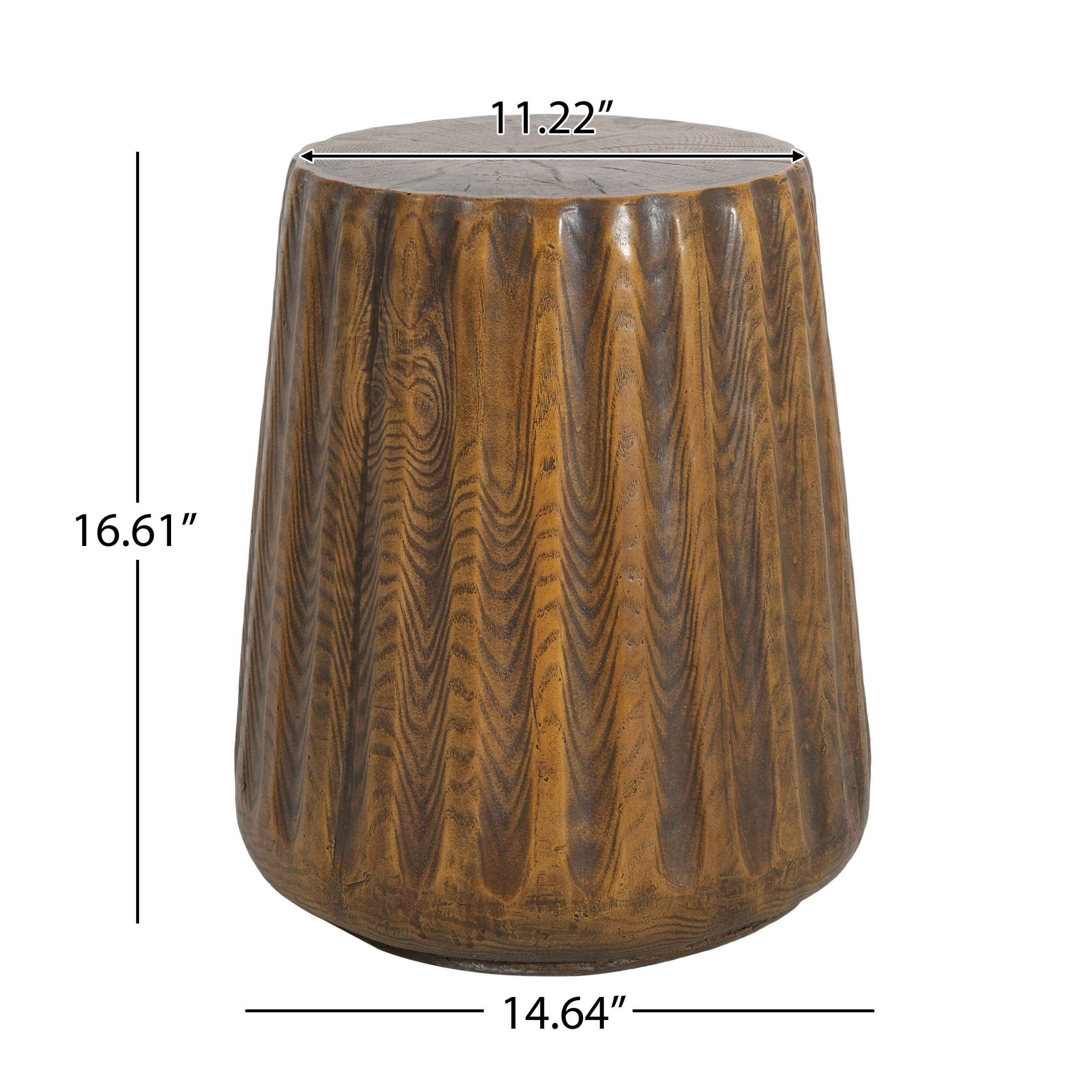 MGO Outdoor Indoor Side Table - Durable Tree Stump Style End Table for Patio, Garden, Living Room, 16.61" Height, Brown Wood Grain Finish - Image 4