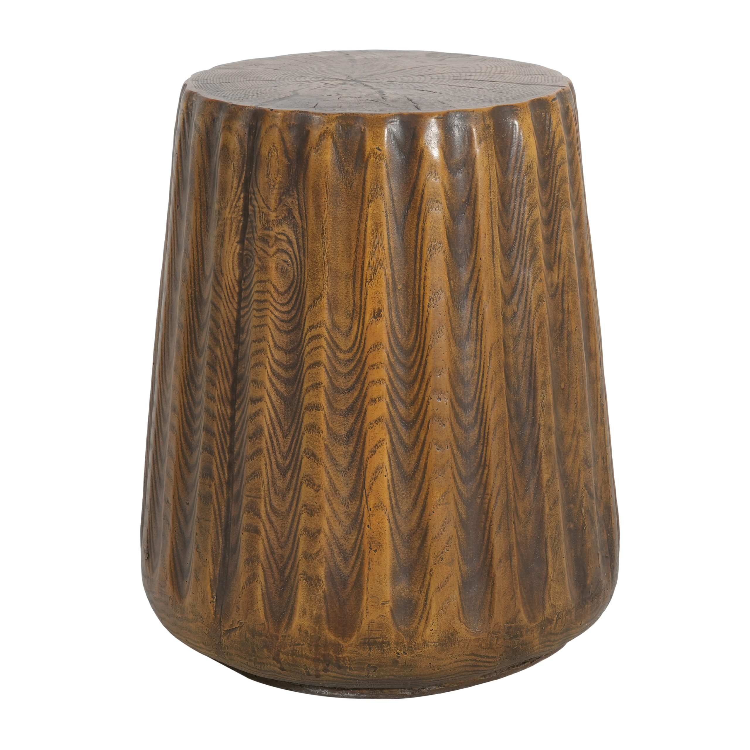 MGO Outdoor Indoor Side Table - Durable Tree Stump Style End Table for Patio, Garden, Living Room, 16.61" Height, Brown Wood Grain Finish - Image 5