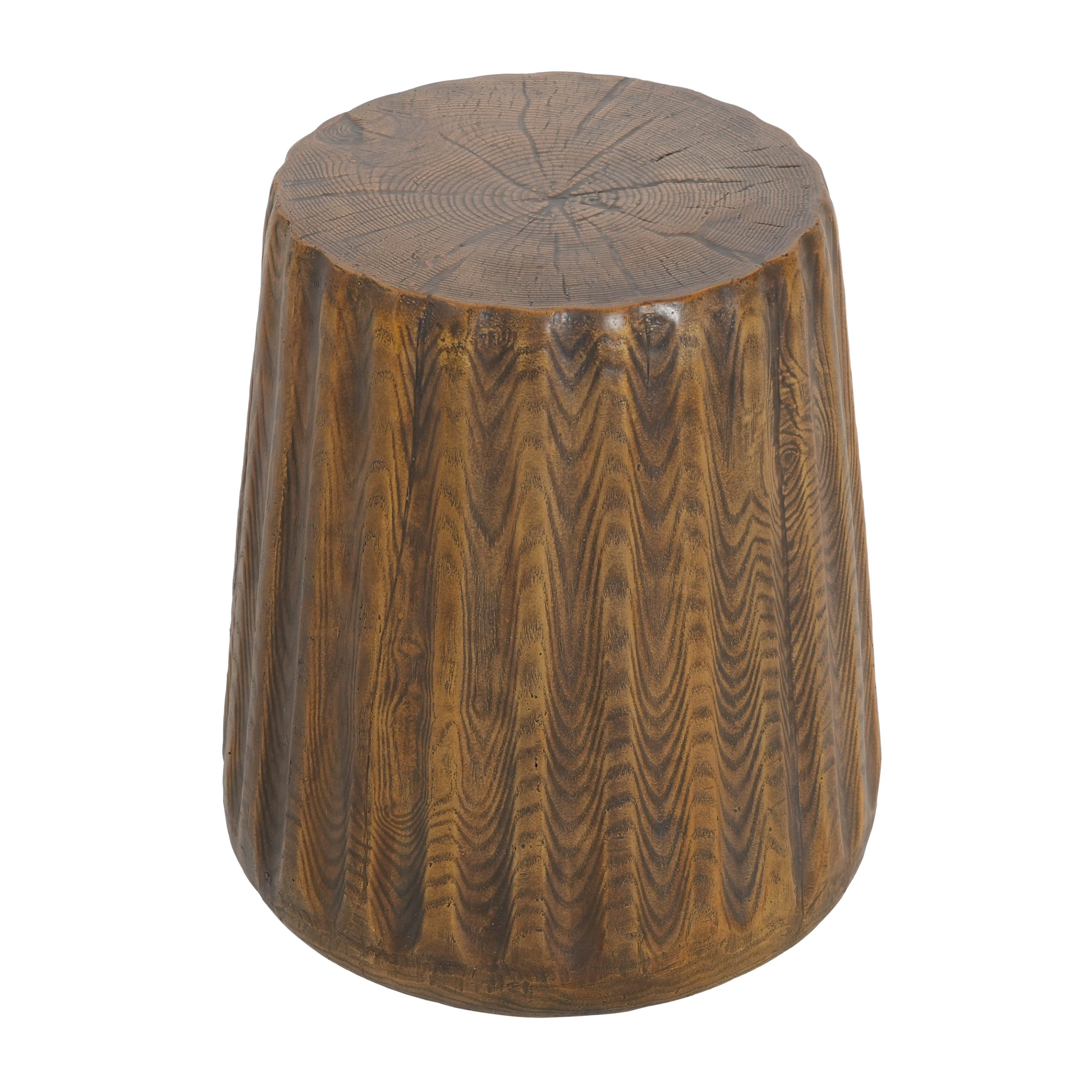 MGO Outdoor Indoor Side Table - Durable Tree Stump Style End Table for Patio, Garden, Living Room, 16.61" Height, Brown Wood Grain Finish - Image 6