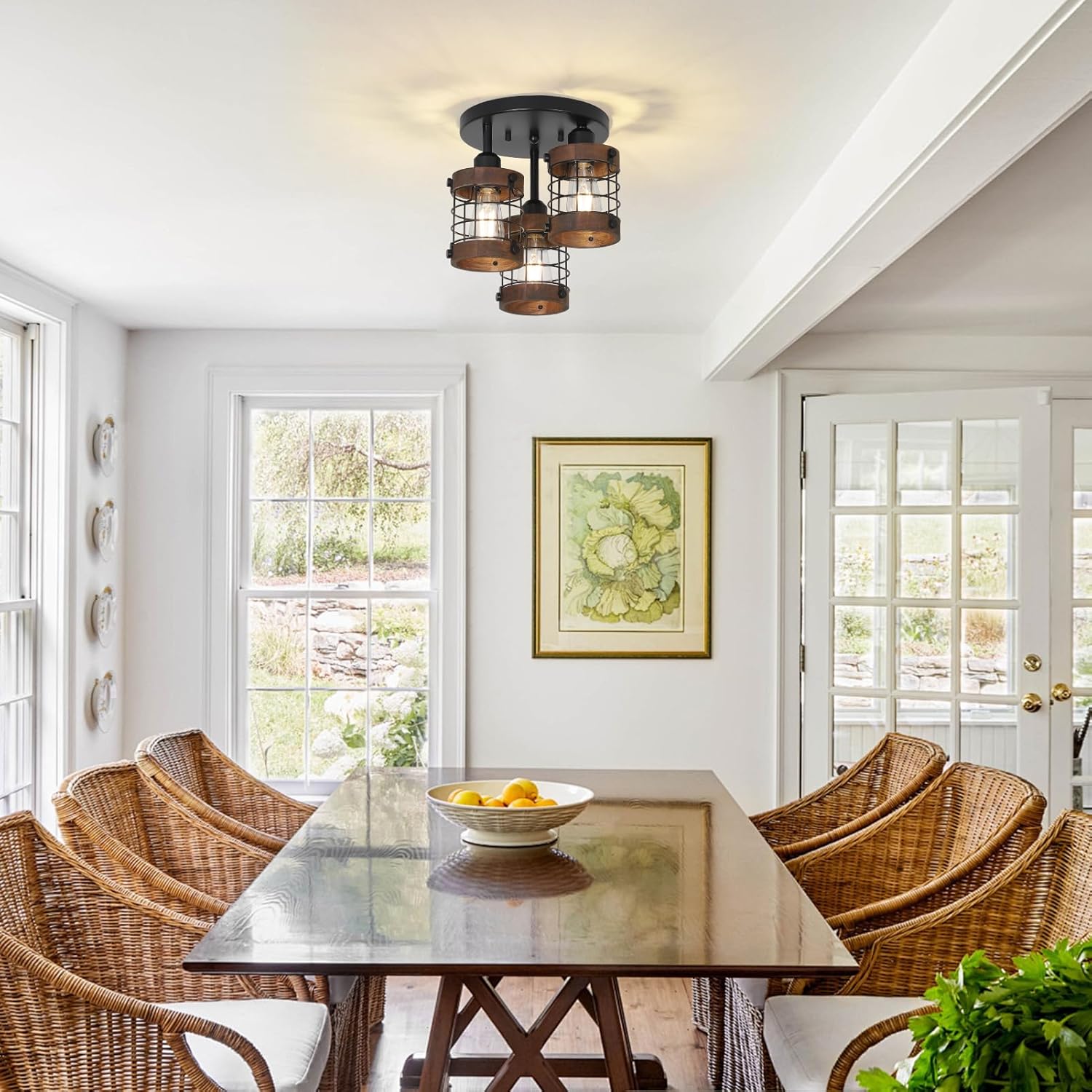 Semi Flush Mount Ceiling Light,3-Light Farmhouse Chandelier Light Fixtures Ceiling Mount - Image 6
