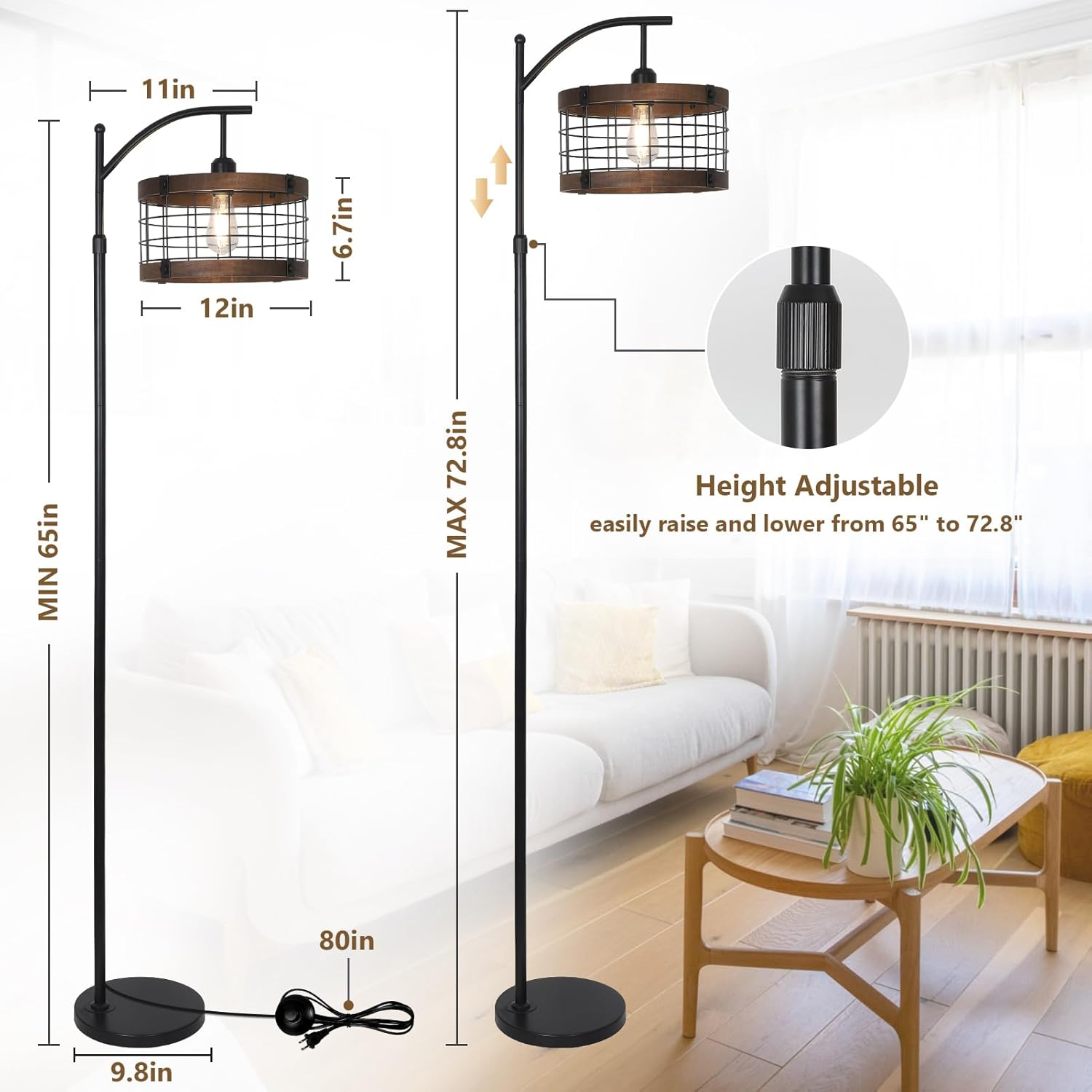 Arc Floor Lamp with Remote & Dimmable LED Bulb - Image 4