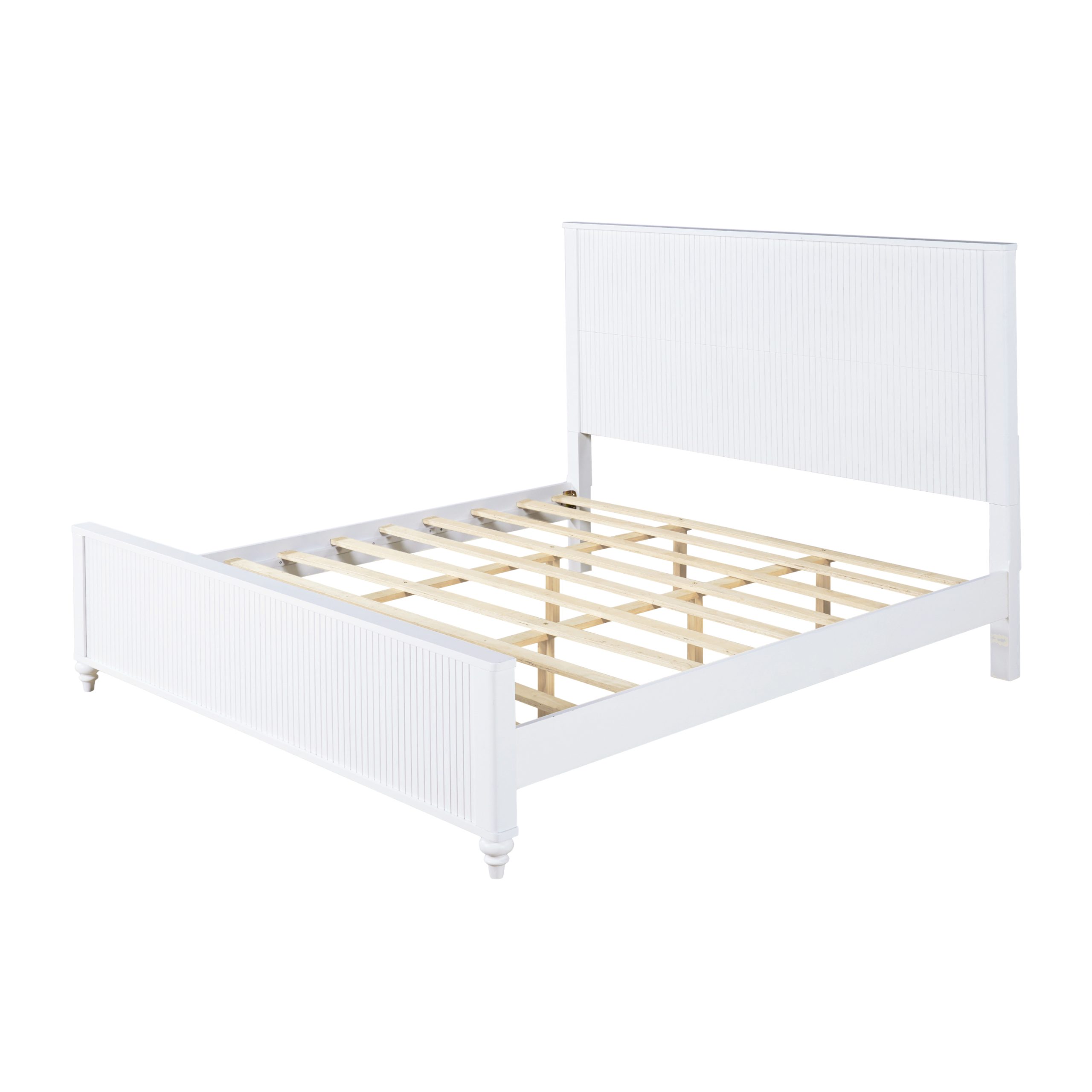 King Size Bed Frame in White - Solid Pine Wood & MDF, No Box Spring Needed, Modern Wooden Bed with Headboard and Footboard - Image 4