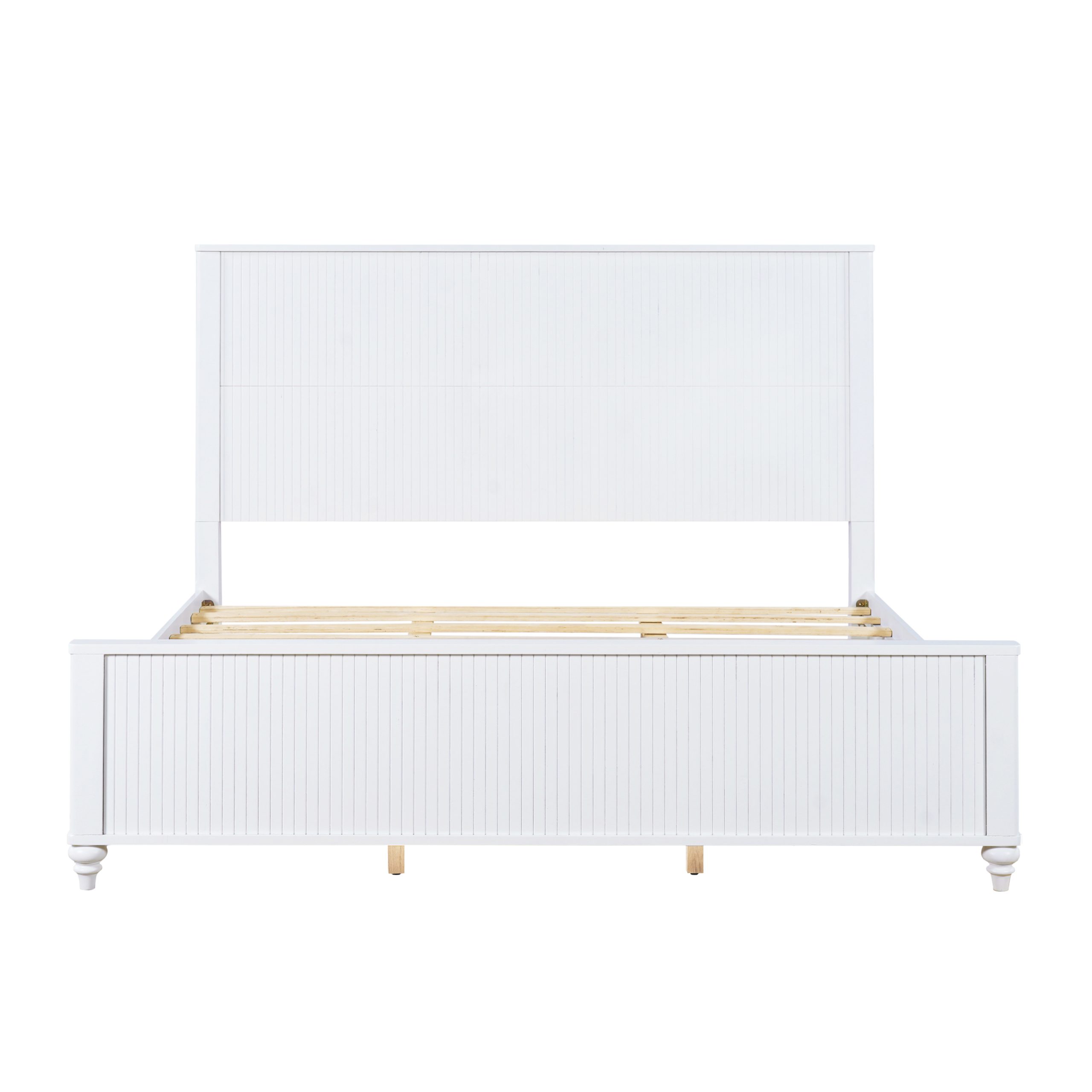 King Size Bed Frame in White - Solid Pine Wood & MDF, No Box Spring Needed, Modern Wooden Bed with Headboard and Footboard - Image 5