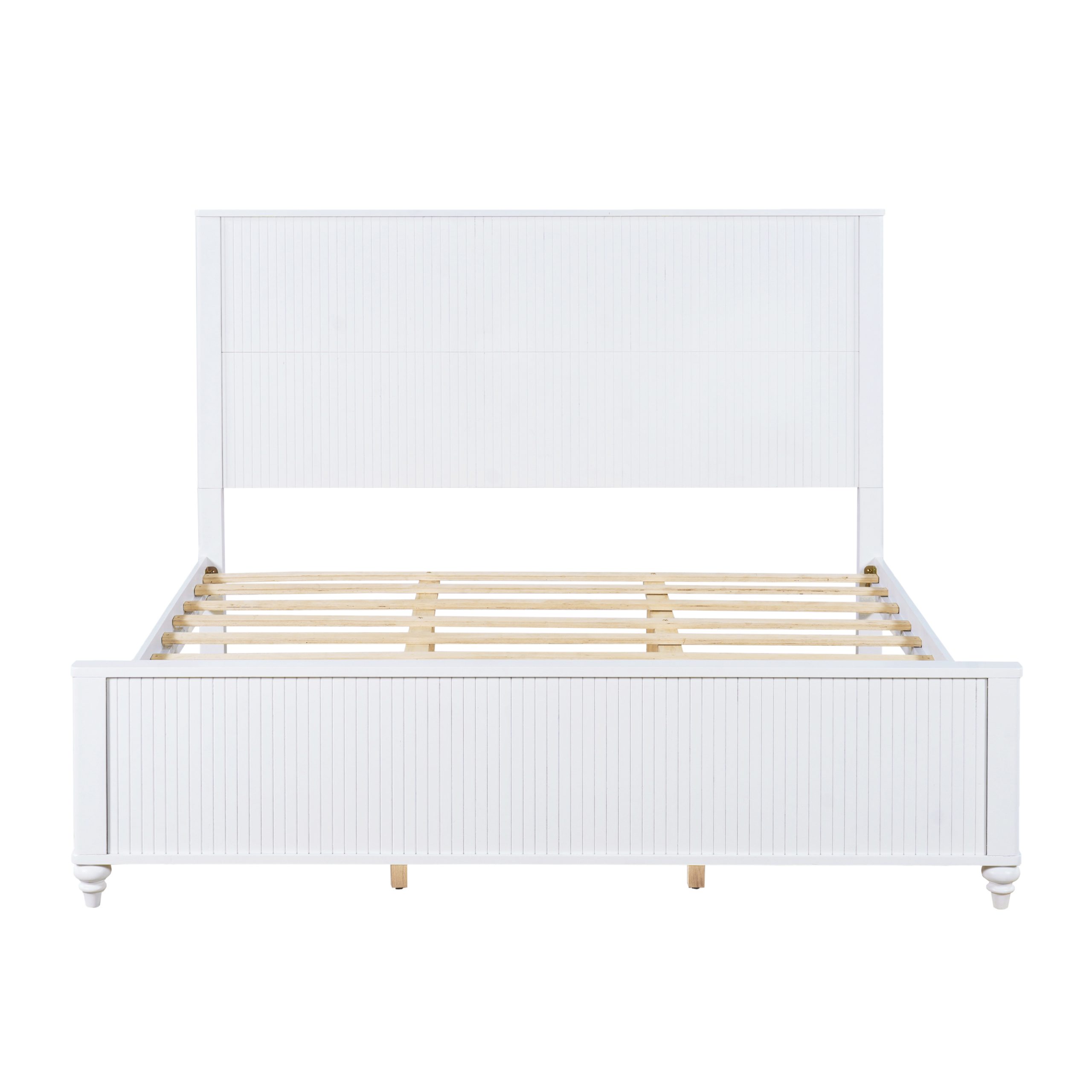 King Size Bed Frame in White - Solid Pine Wood & MDF, No Box Spring Needed, Modern Wooden Bed with Headboard and Footboard - Image 6