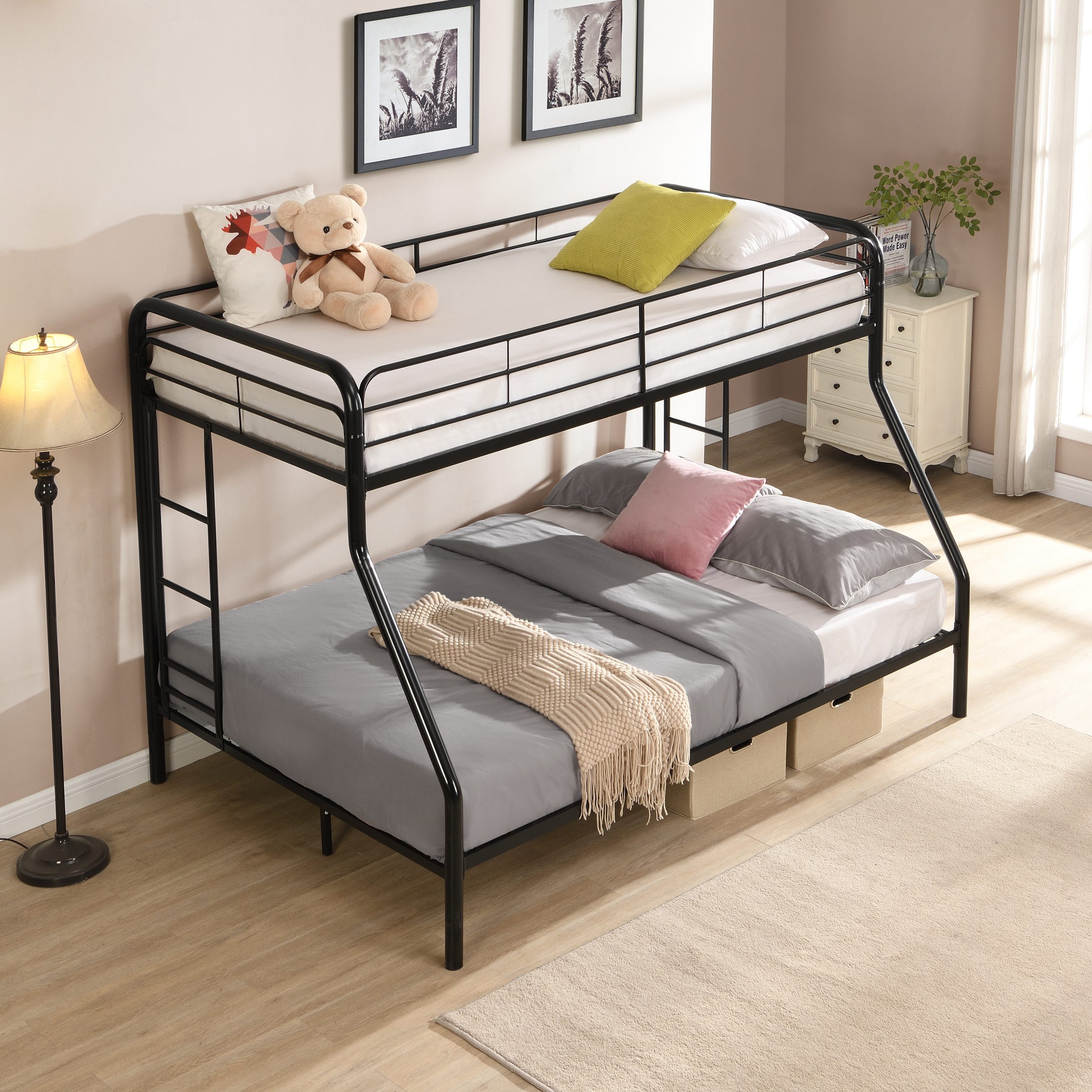 Twin Over FULL Metal Bunk Bed , No Box Spring Needed, Large Under Bed Storage, Easy Assemble - Image 2