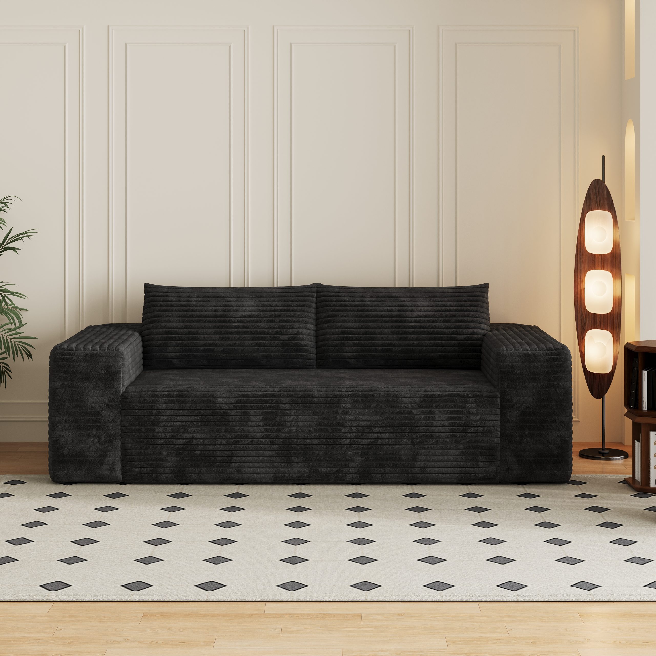 78.8" 3Setaser Sofa,Corduroy Fabric,Deep Seat Couches,Comfy Loveseat Sofa,No Assembly,1pcs for Living room, Bedroom,Conference room ,Apartment,Black - Image 6