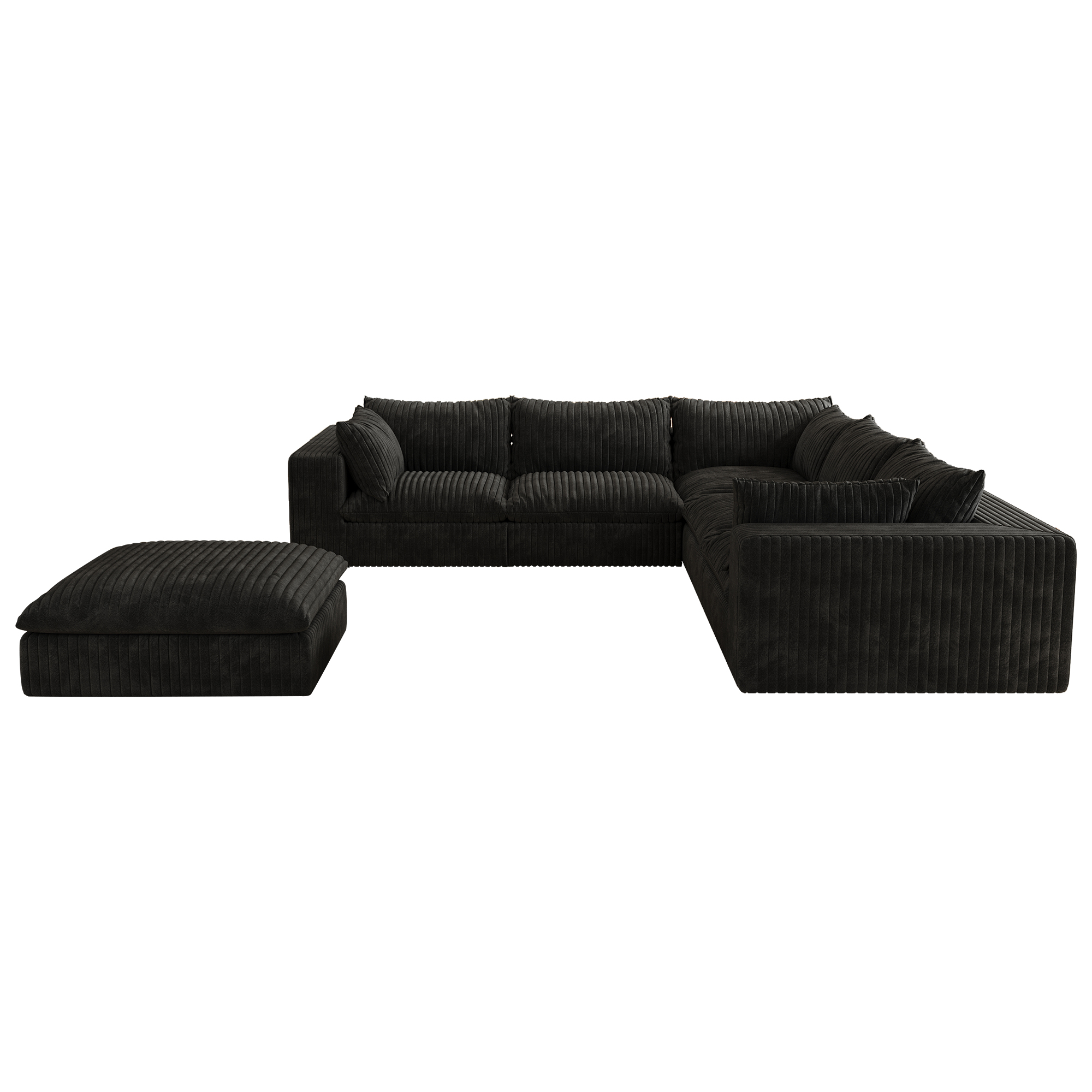118.2" Cloud Sofa,Corduroy Fabric,Deep Seat Couches,Double-layer design,Removable Cushion,No Assembly, DIY Combination for Living room, Bedroom,Conference room ,Apartment,BLACK - Image 6