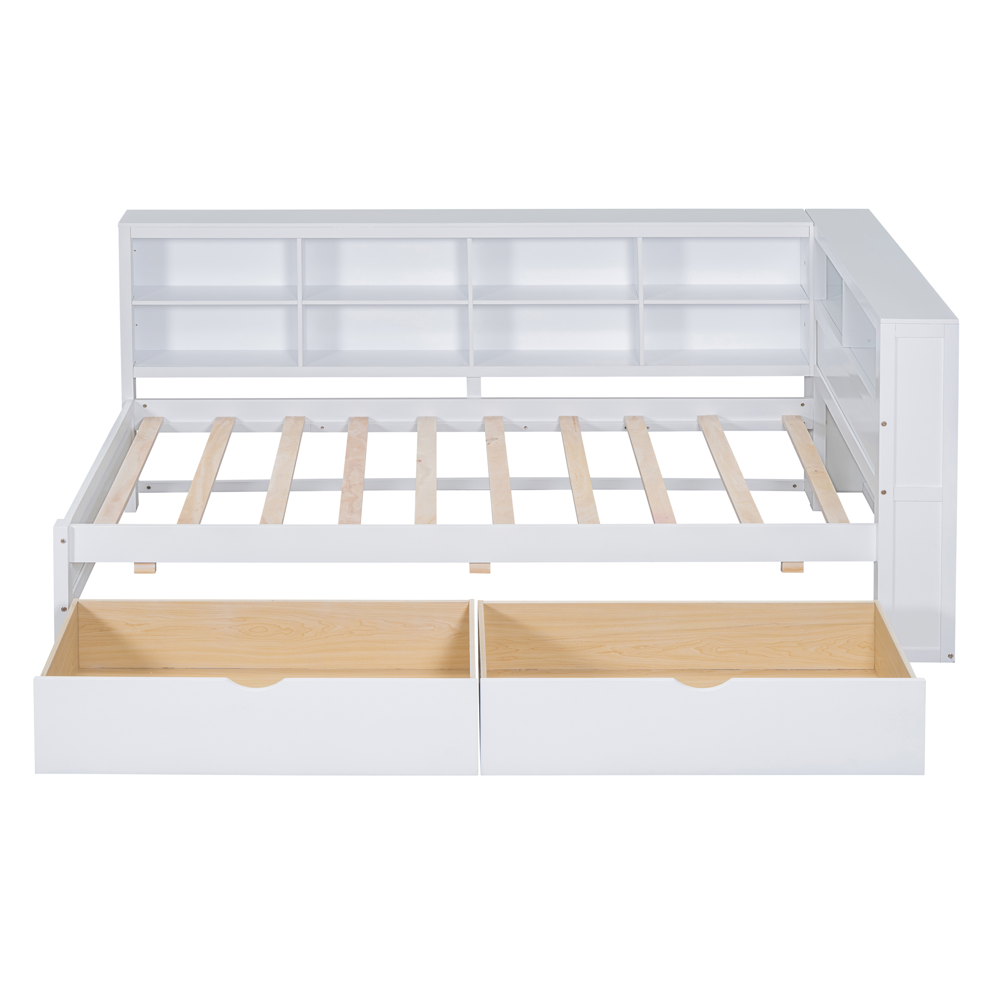 Wooden Twin Size DayBed with 2 Drawers, DayBed with Storage Shelf and USB Charging Ports,White(OLD SKU: N733S170510K) - Image 5