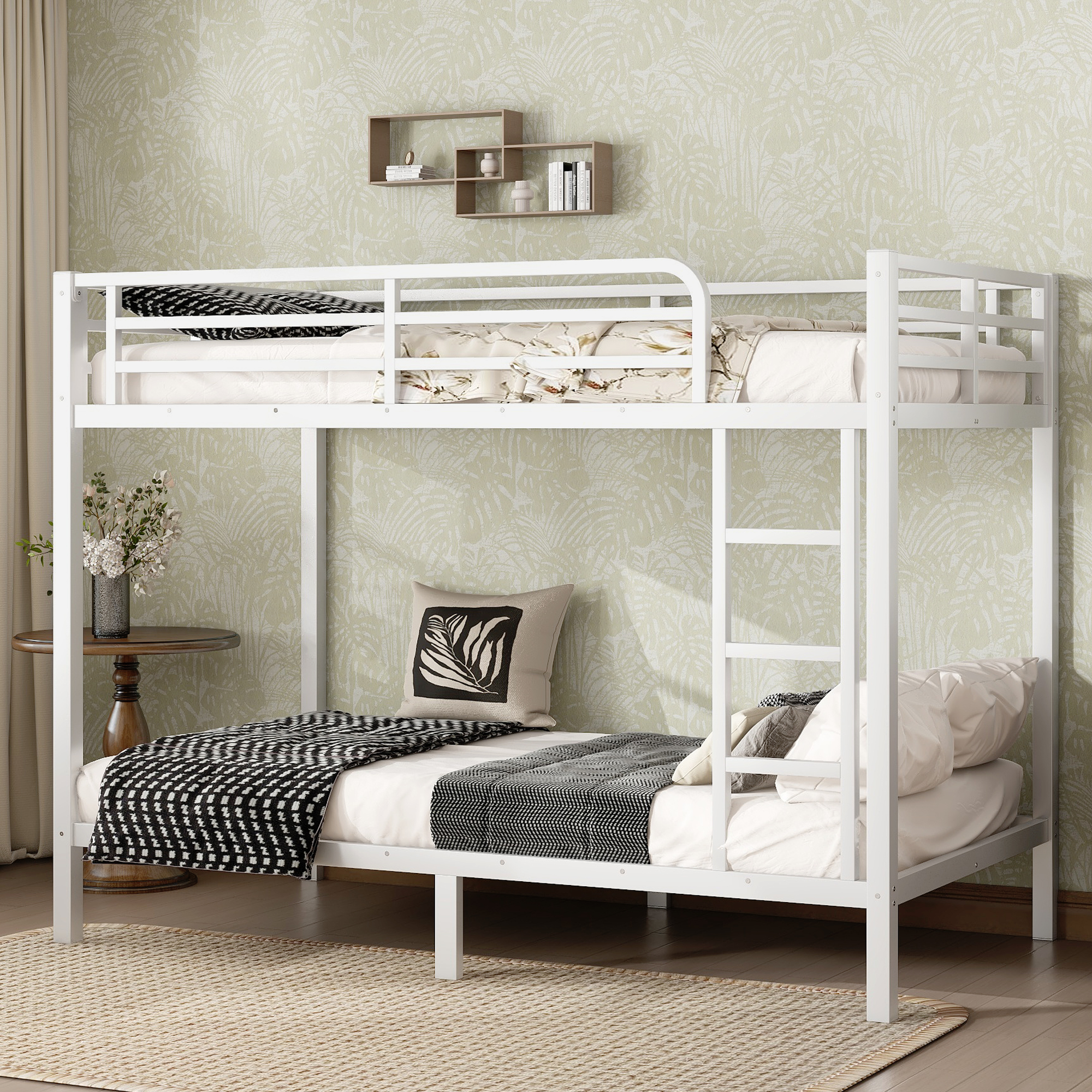 Metal Twin XL over Twin XL Bunk Bed for Teens and Adults,Space-Saving/Noise Reduced/No Box Spring Needed,White