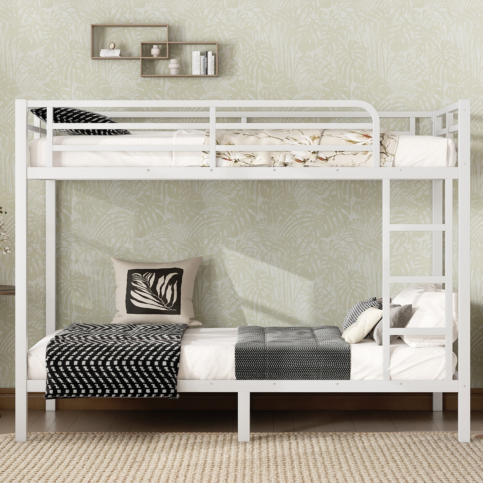 Metal Twin XL over Twin XL Bunk Bed for Teens and Adults,Space-Saving/Noise Reduced/No Box Spring Needed,White - Image 2