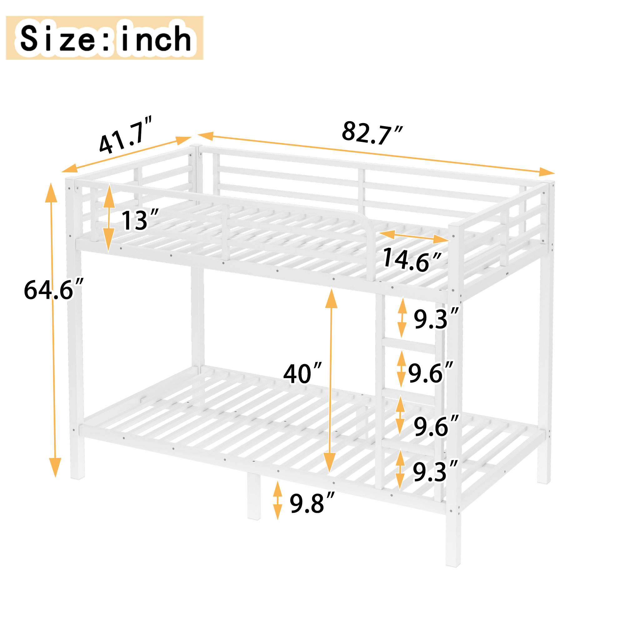 Metal Twin XL over Twin XL Bunk Bed for Teens and Adults,Space-Saving/Noise Reduced/No Box Spring Needed,White - Image 3