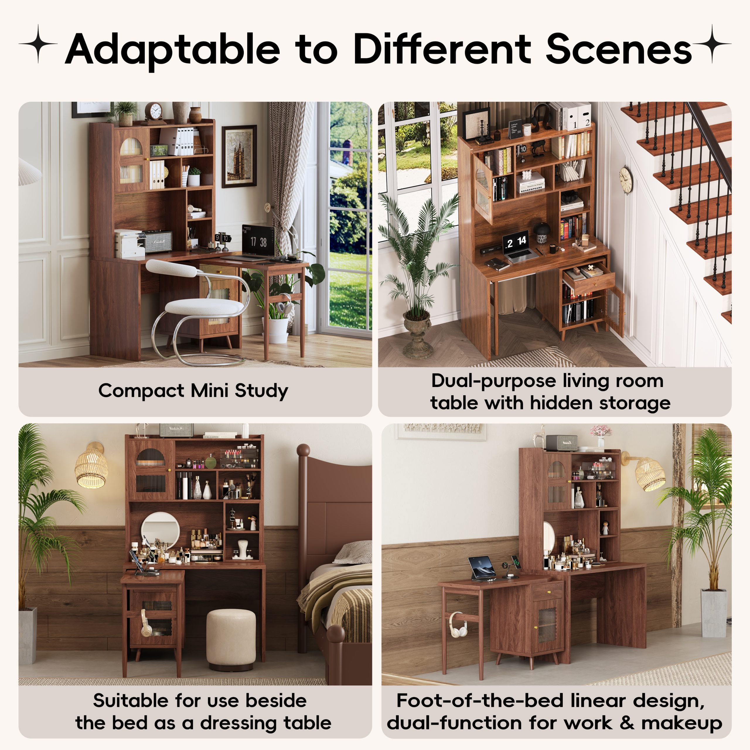 Computer Desk with 90 Degree Rotating Desktop, 43x70 Inch Office Desk with Storage Drawer and Cabinets, Gaming Desk with Shelves, Writing Desk for Study, Work Desk for Home (Old SKU:N733P279101D) - Image 6