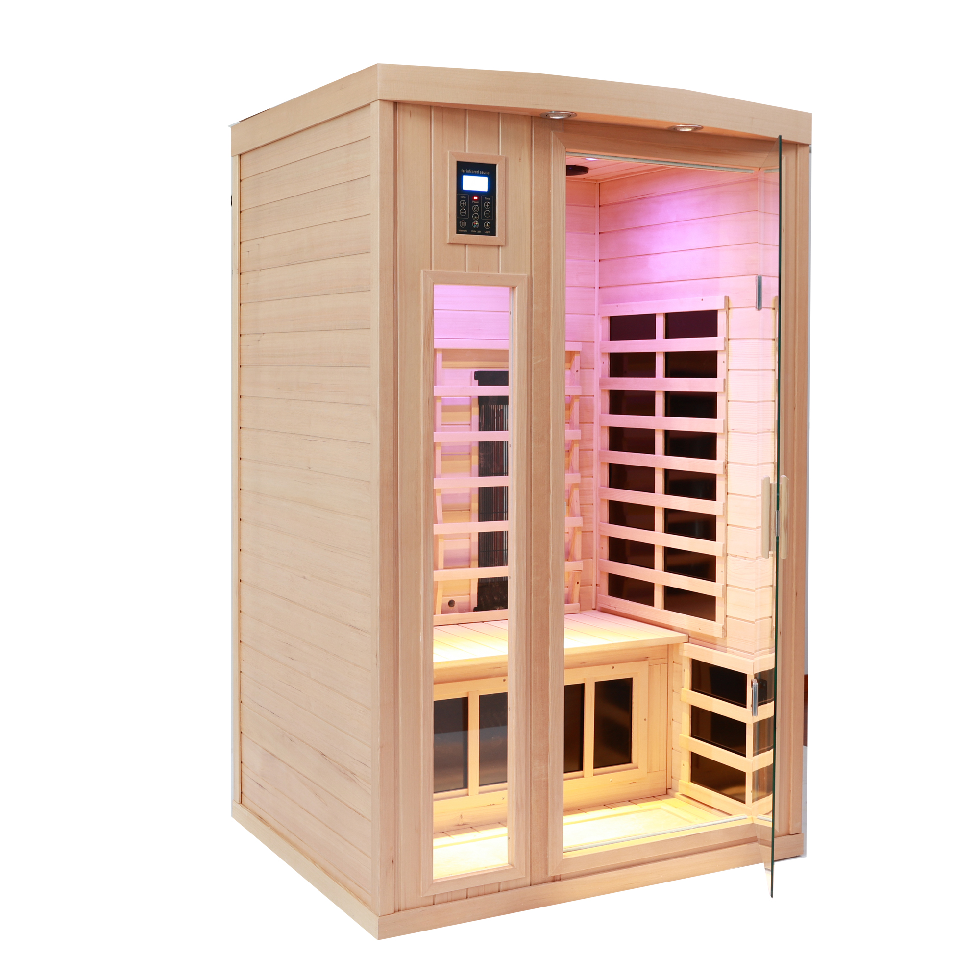 Two-person hemlock far-infrared heating sauna with reading lights + colored lights + Bluetooth + external lights - Image 3