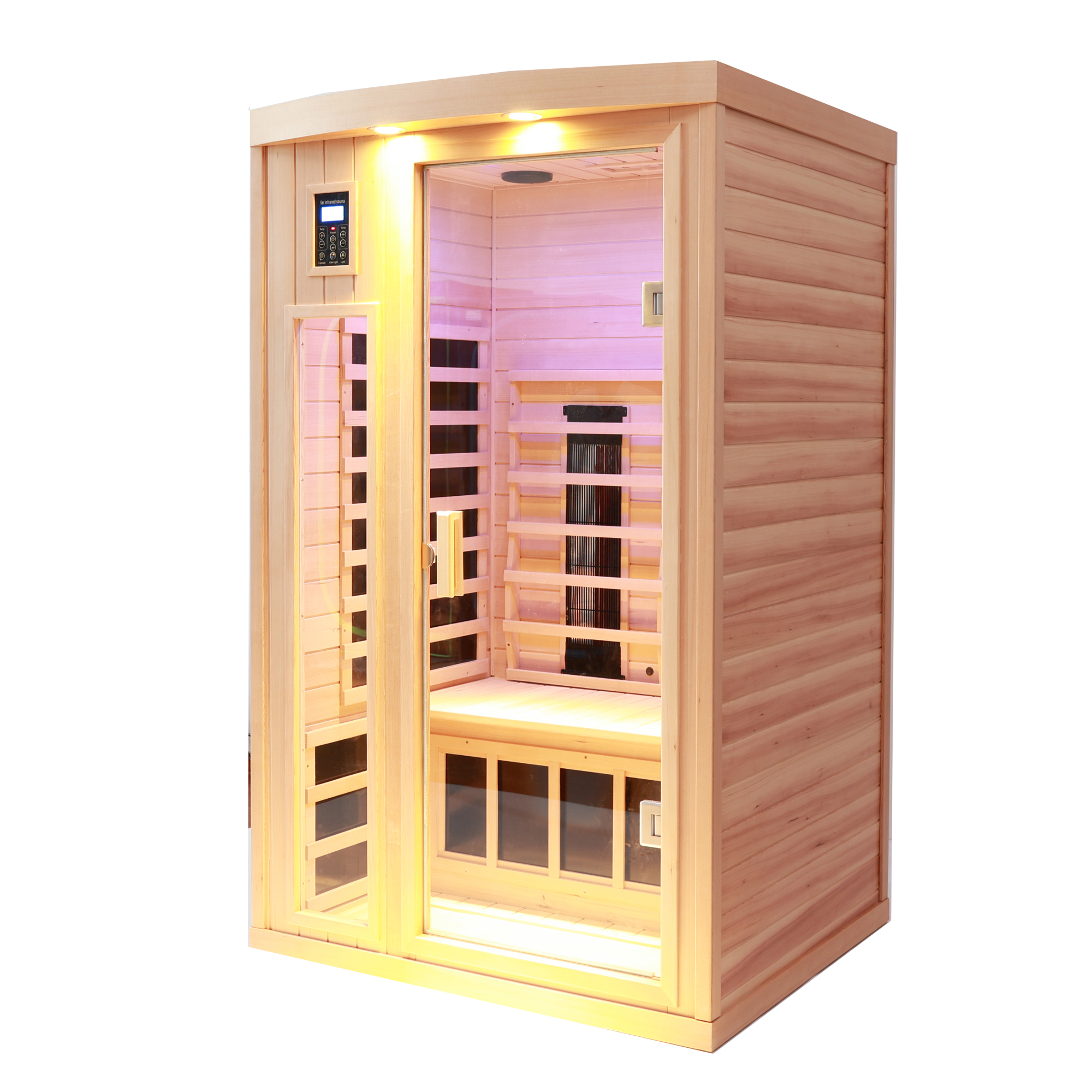 Two-person hemlock far-infrared heating sauna with reading lights + colored lights + Bluetooth + external lights - Image 4