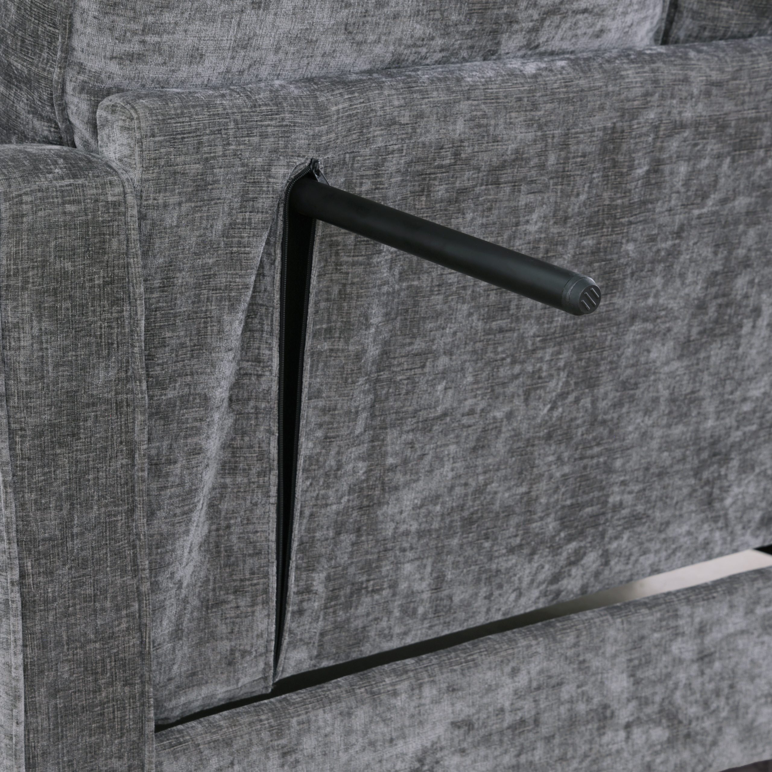 Two-seater sofa, double sofa chaise longue, with irregular armrests and backrests, footrest with storage space, comes with two small throw pillows, suitable for living room and bedroom - Grey - Image 6