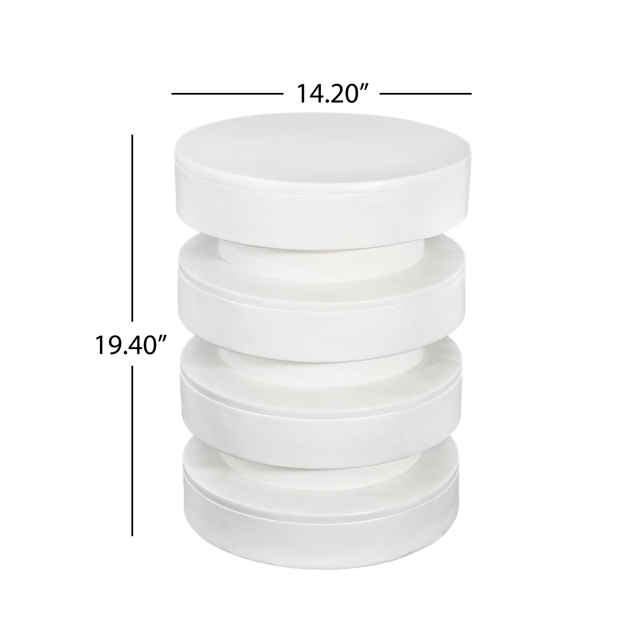 Modern MGO Side Table for Indoor Outdoor, Round End Table with 3-Tier Design, Patio Balcony Living Room Accent Furniture, 14.2" W x 19.4" H, White Color - Image 4