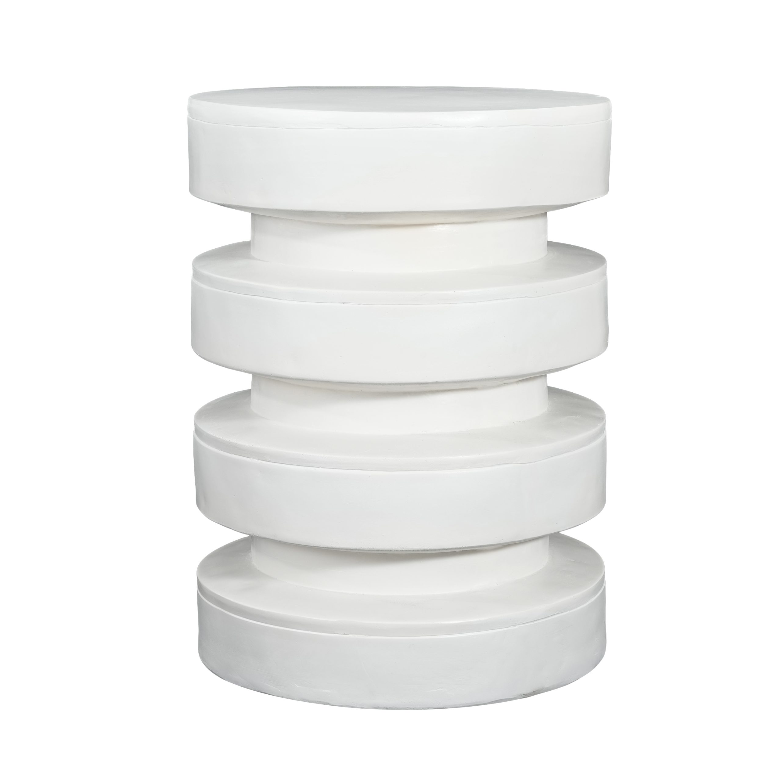 Modern MGO Side Table for Indoor Outdoor, Round End Table with 3-Tier Design, Patio Balcony Living Room Accent Furniture, 14.2" W x 19.4" H, White Color - Image 5