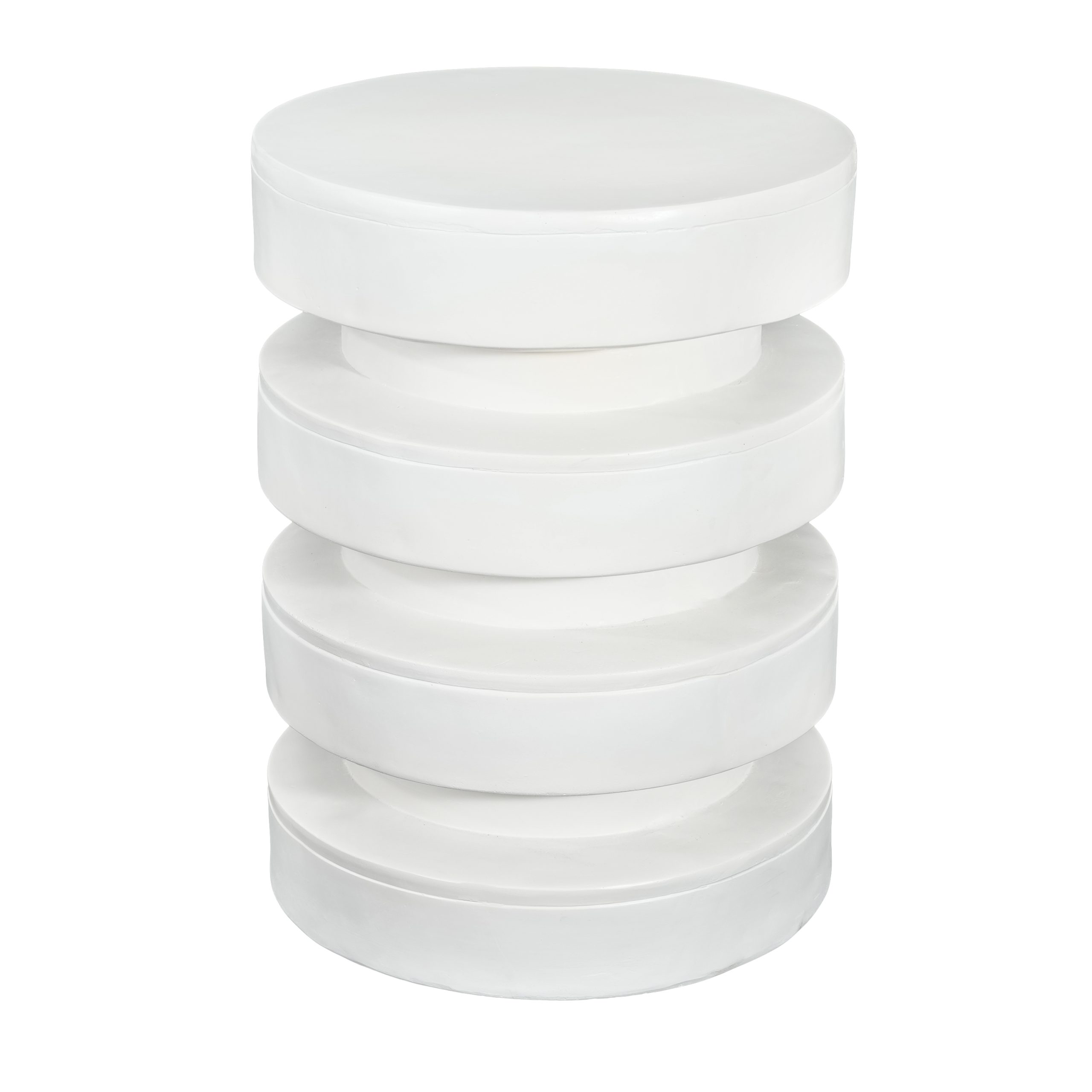 Modern MGO Side Table for Indoor Outdoor, Round End Table with 3-Tier Design, Patio Balcony Living Room Accent Furniture, 14.2" W x 19.4" H, White Color - Image 6