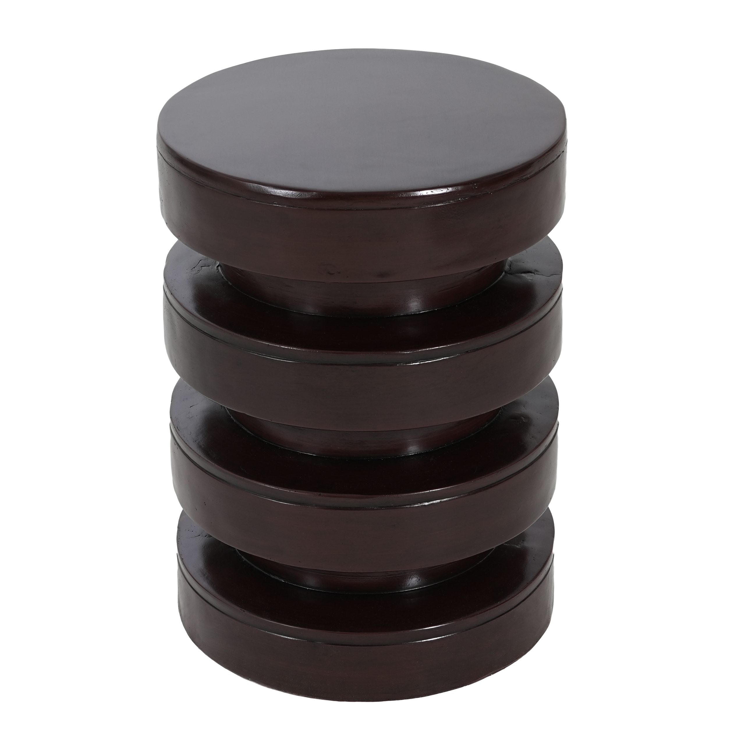 Modern MGO Side Table for Indoor Outdoor, Round End Table with 3-Tier Design, Patio Balcony Living Room Accent Furniture, 14.2" W x 19.4" H, Brown Color - Image 4