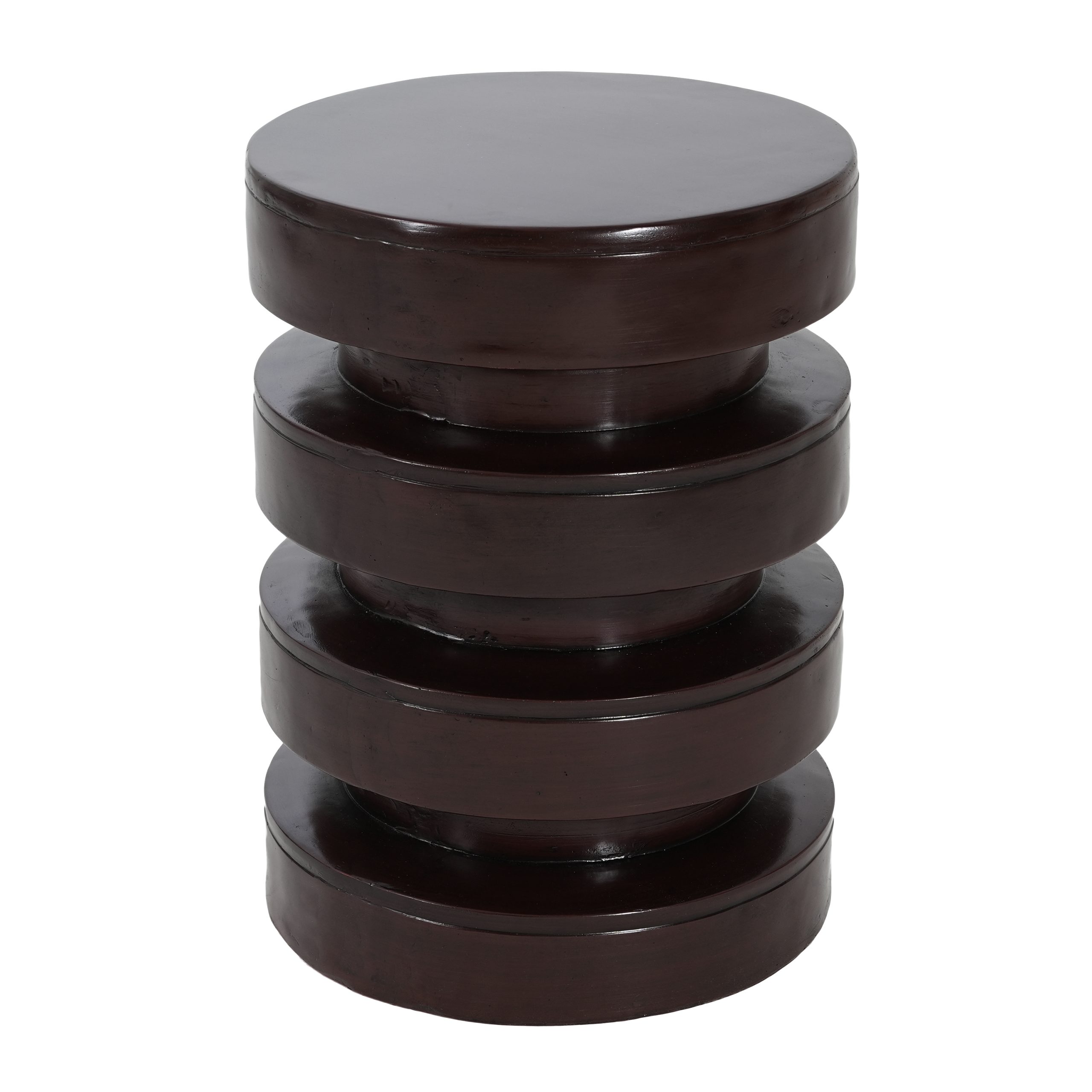 Modern MGO Side Table for Indoor Outdoor, Round End Table with 3-Tier Design, Patio Balcony Living Room Accent Furniture, 14.2" W x 19.4" H, Brown Color - Image 5