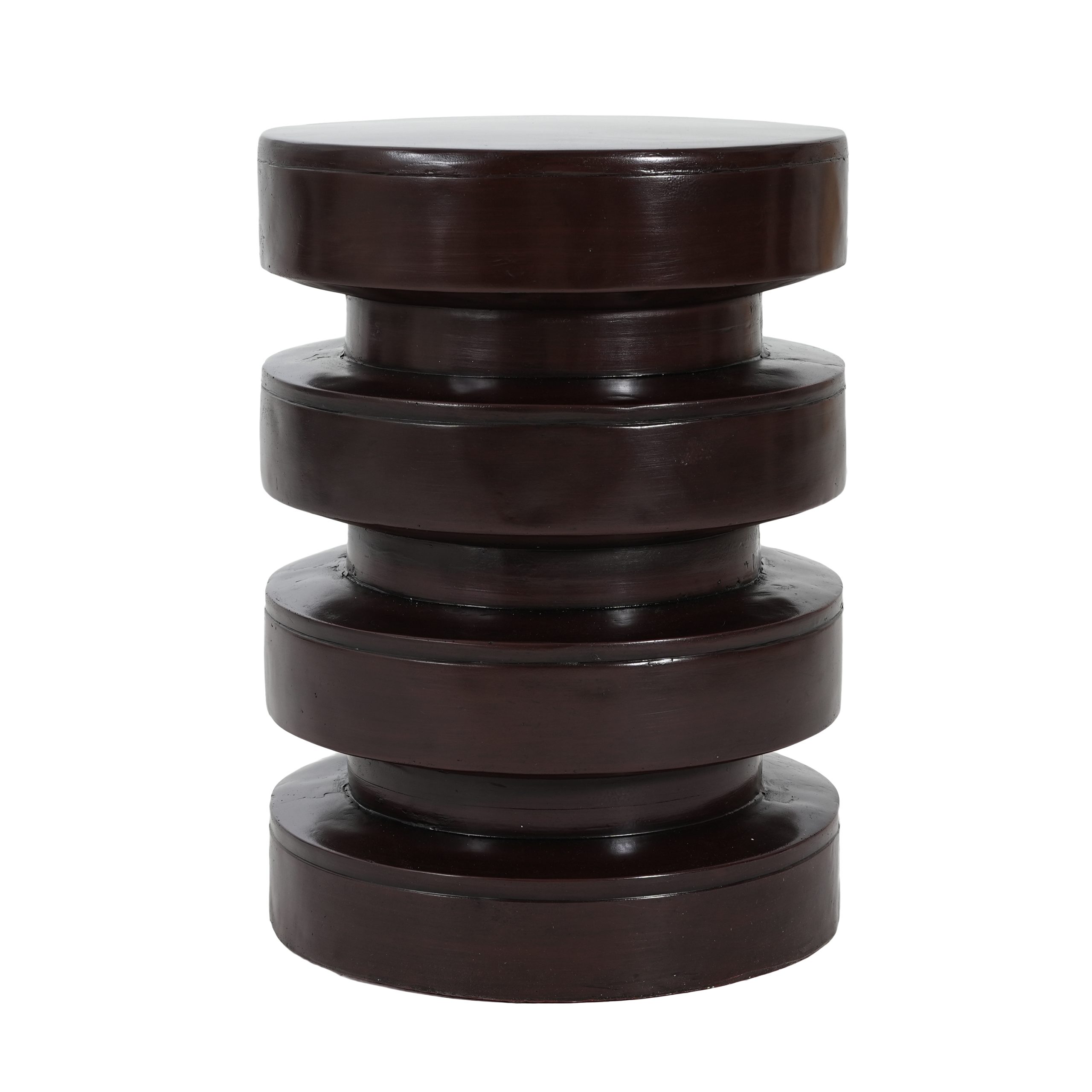 Modern MGO Side Table for Indoor Outdoor, Round End Table with 3-Tier Design, Patio Balcony Living Room Accent Furniture, 14.2" W x 19.4" H, Brown Color - Image 6