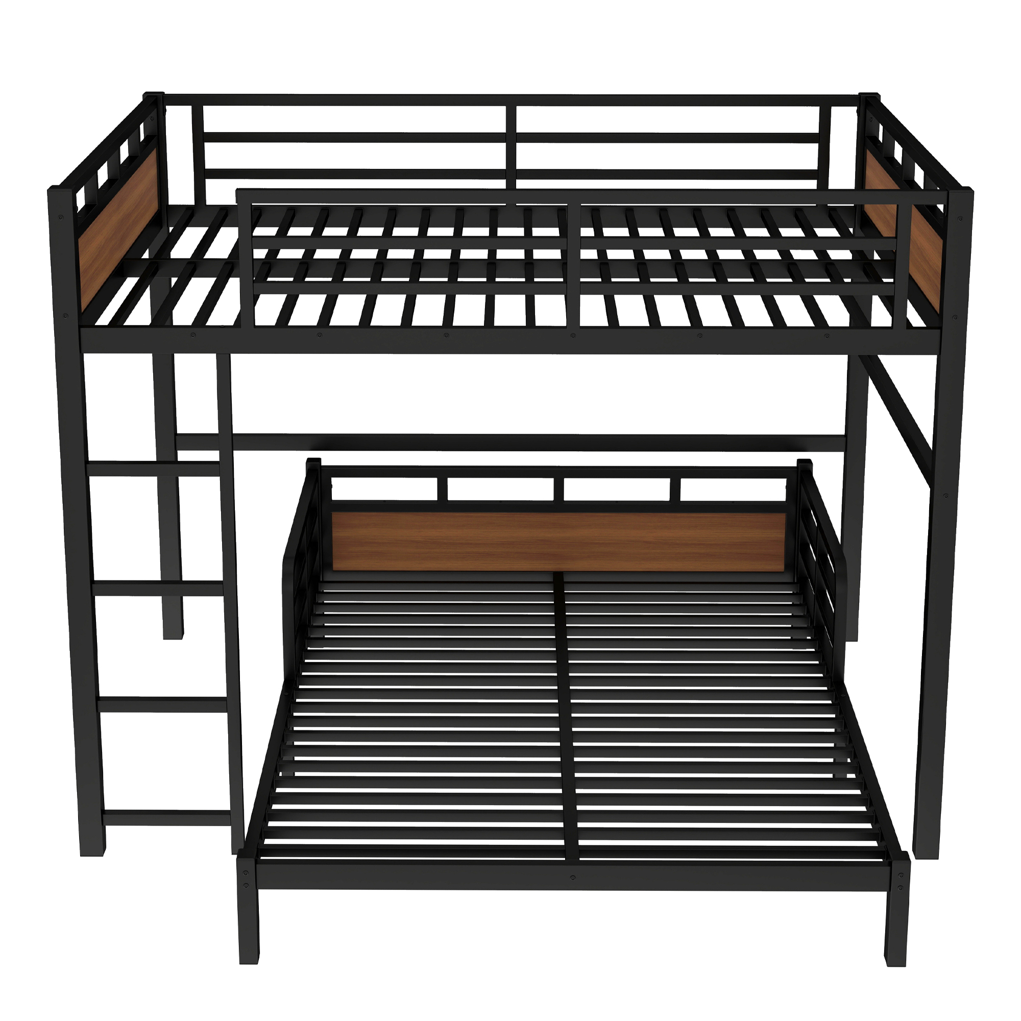 Queen over Queen Metal Bunk Bed/Metal Loft Bed,Separable Bunk Beds,with raised security fence,Walnut Color - Image 6