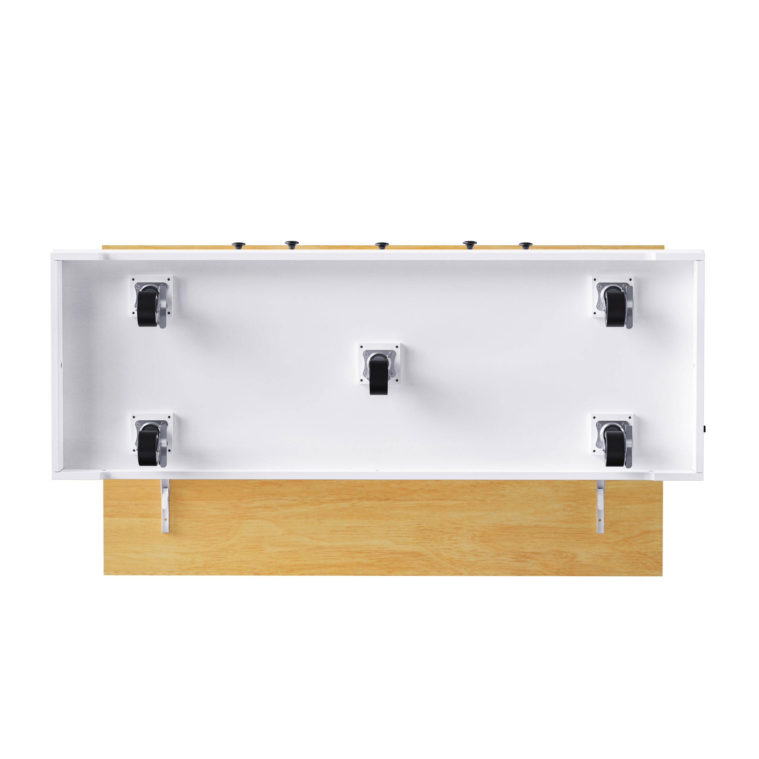 K&K 53inch Large Kitchen Island with 2 Bar Stools, Power Outlet,Door Internal Storage Rack, Kitchen Storage Cart on 5 Wheels with Drop Leaf, 5 Open Side Racks, 3 Drawers,White(Three Packages) - Image 6