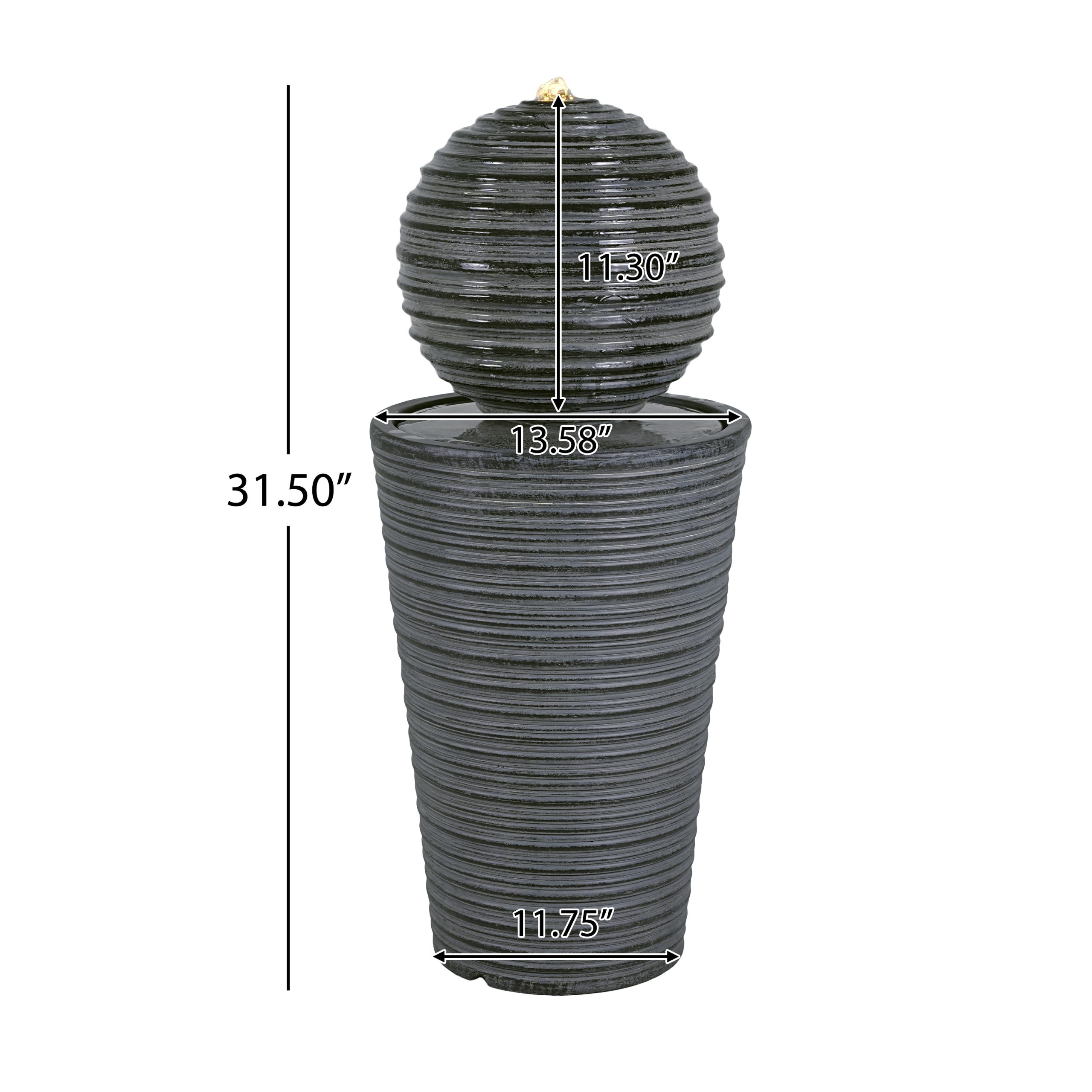 31.5"H Tall Striped Concrete Column Fountain-LED Light,Shadow Ambiance Maker for Modern Outdoor Spaces - Image 4