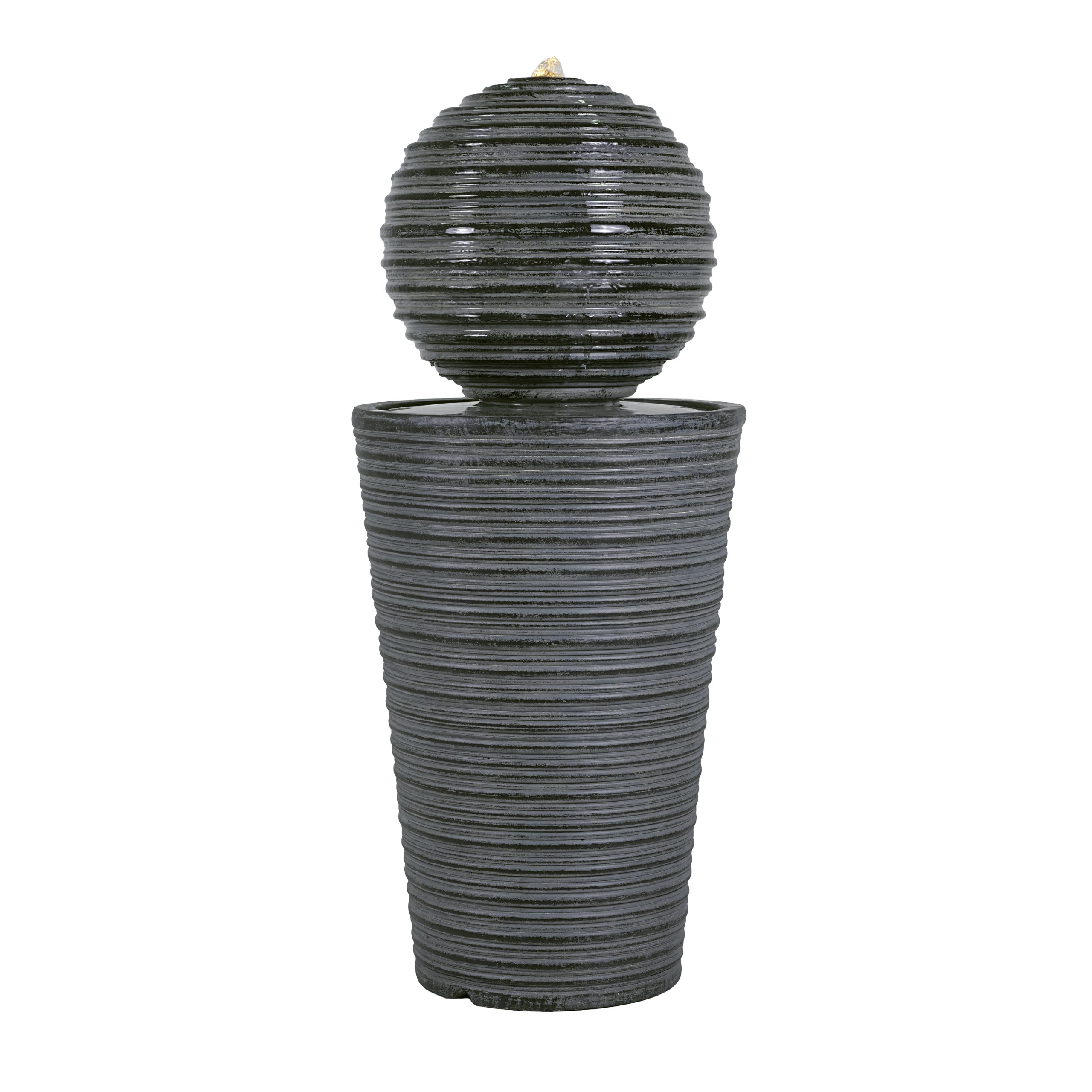 31.5"H Tall Striped Concrete Column Fountain-LED Light,Shadow Ambiance Maker for Modern Outdoor Spaces - Image 5