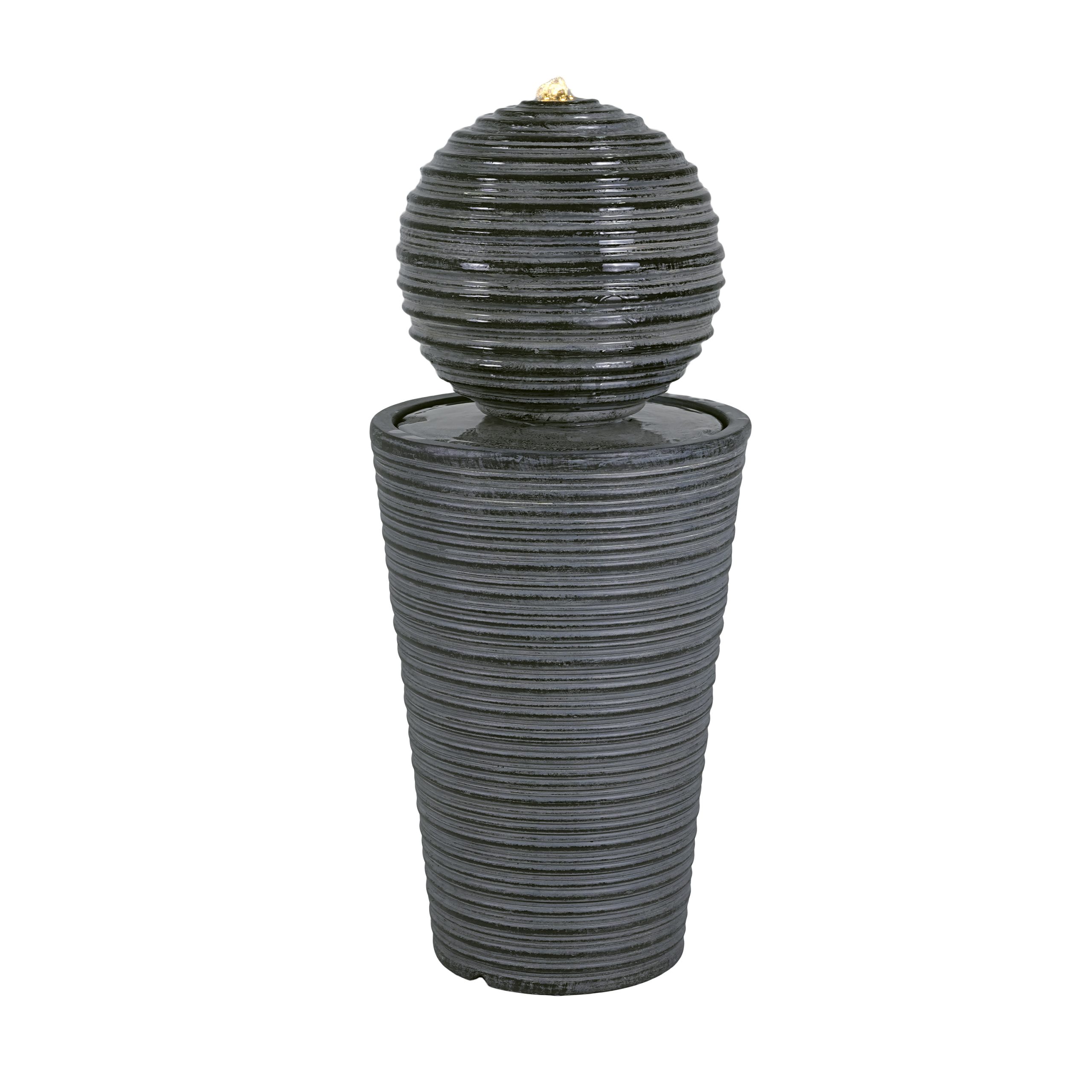 31.5"H Tall Striped Concrete Column Fountain-LED Light,Shadow Ambiance Maker for Modern Outdoor Spaces - Image 6