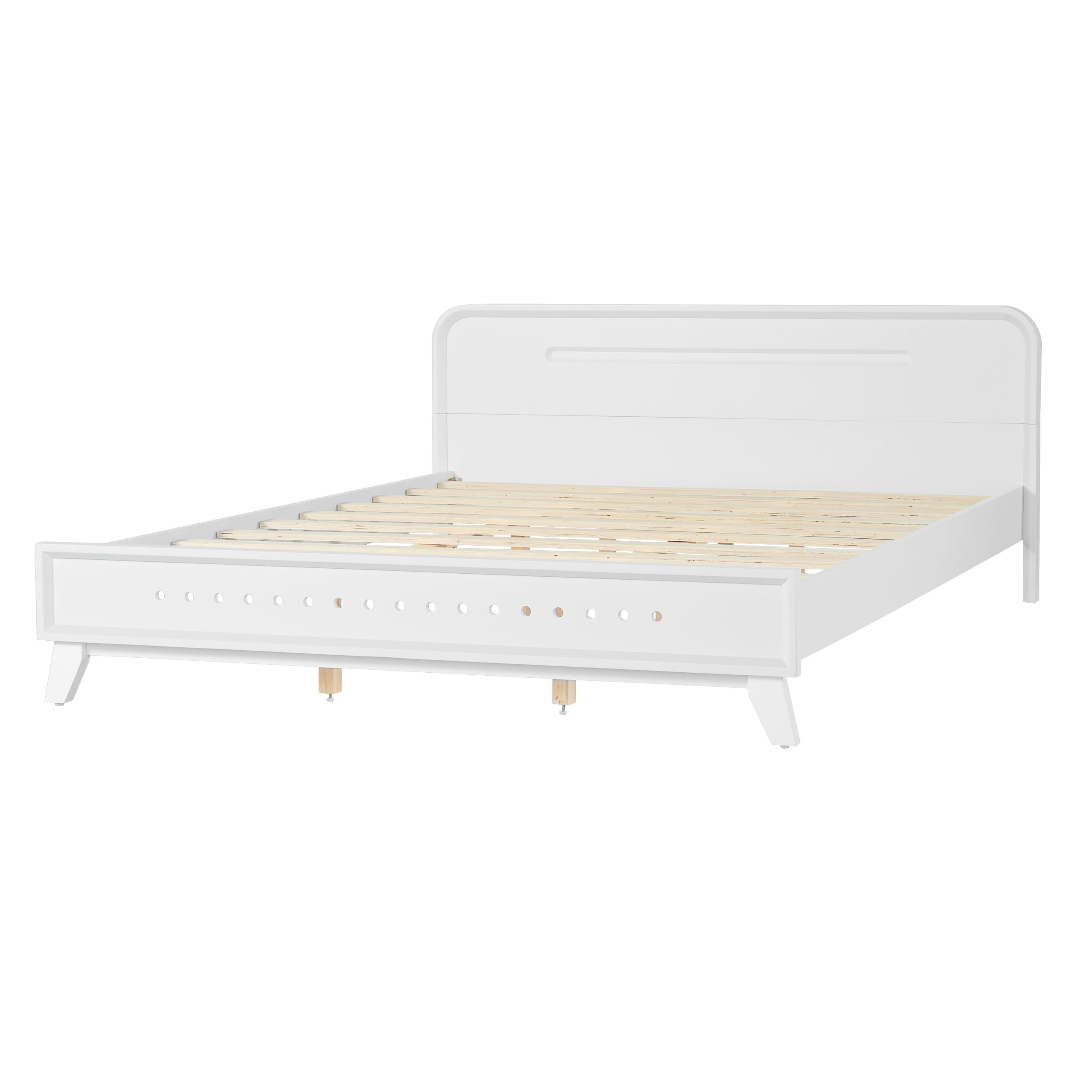 PINE SOLID WOOD QUEEN SIZE BED, SOLID AND STABLE, NO BOX SPRING NEEDED, WHITE COLOR - Image 6