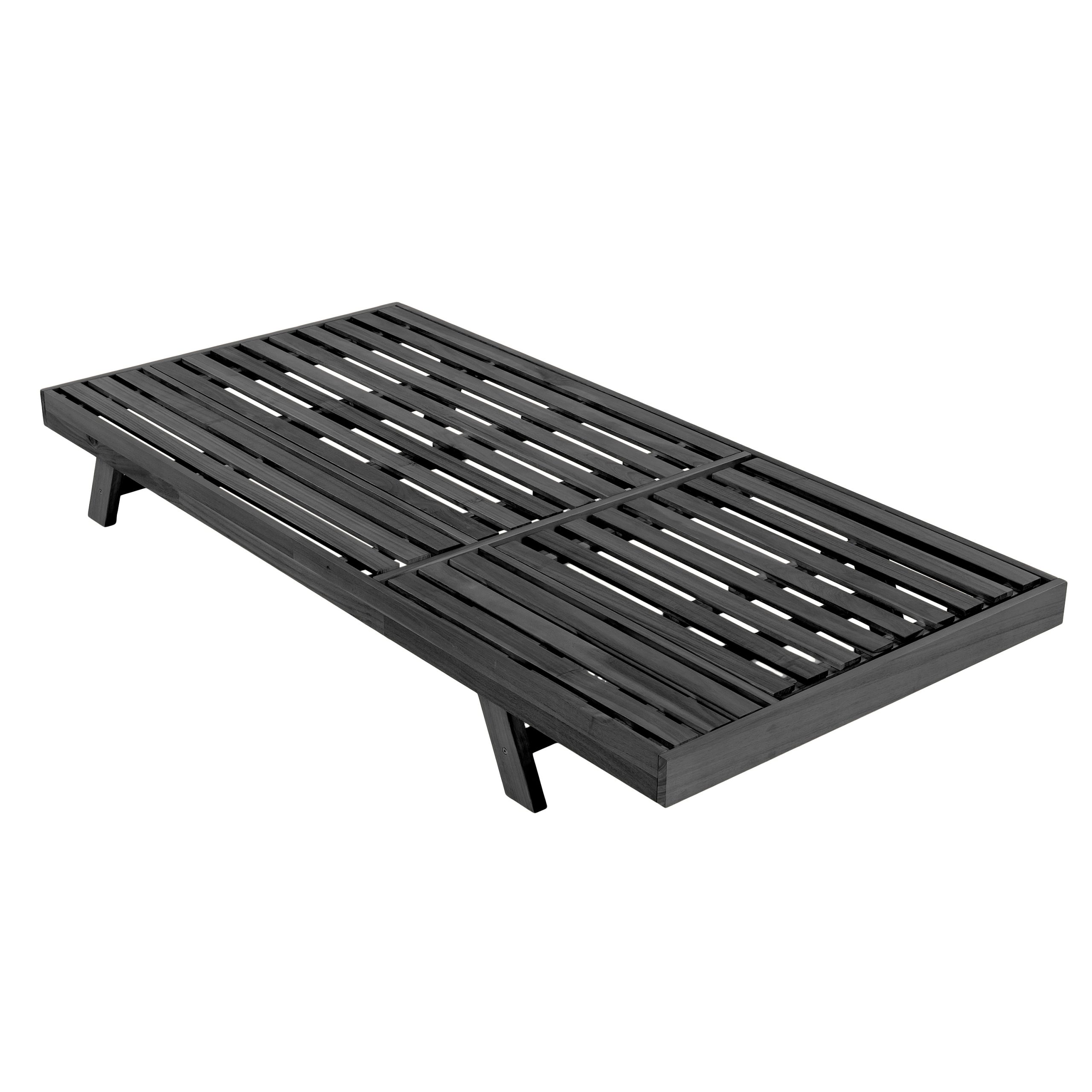 2/3 Foldable Acacia Wood Lounge Chair With Adjustable Backrest & Flat Storage Surface, Black Finish Uncushioned, For Backyard Pool Garden Patio - Image 6