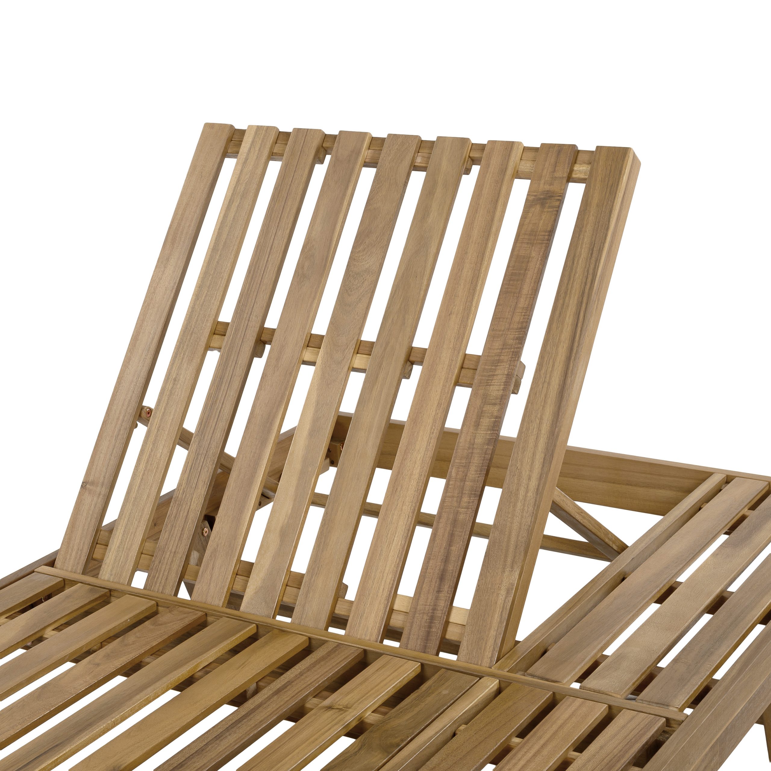 2/3 Foldable Acacia Wood Lounge Chair With Adjustable Backrest & Flat Storage Surface, light brown Finish Uncushioned, For Backyard Pool Garden Patio - Image 6