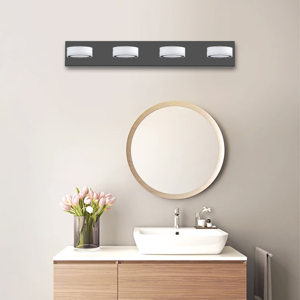 (Same as W1340110592/L2008) 29" Modern 4-Light LED Vanity Light, Sleek Black Bathroom Wall Light Fixture for Mirror, Shower, and Bathroom Decor - Image 4