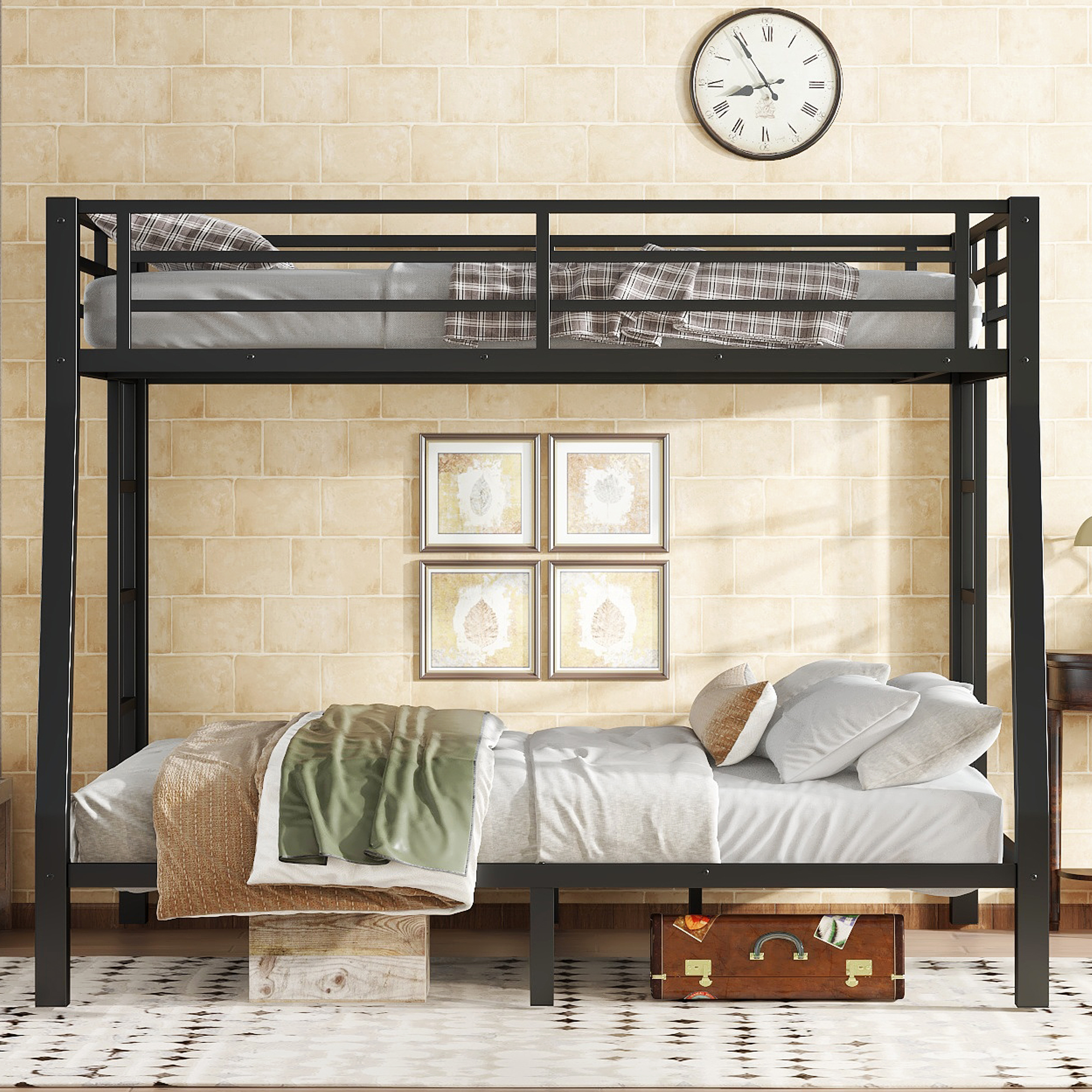 Metal Full XL over Queen Bunk Bed for Teens and Adults,Space-Saving/Noise Reduced/No Box Spring Needed,Black - Image 2